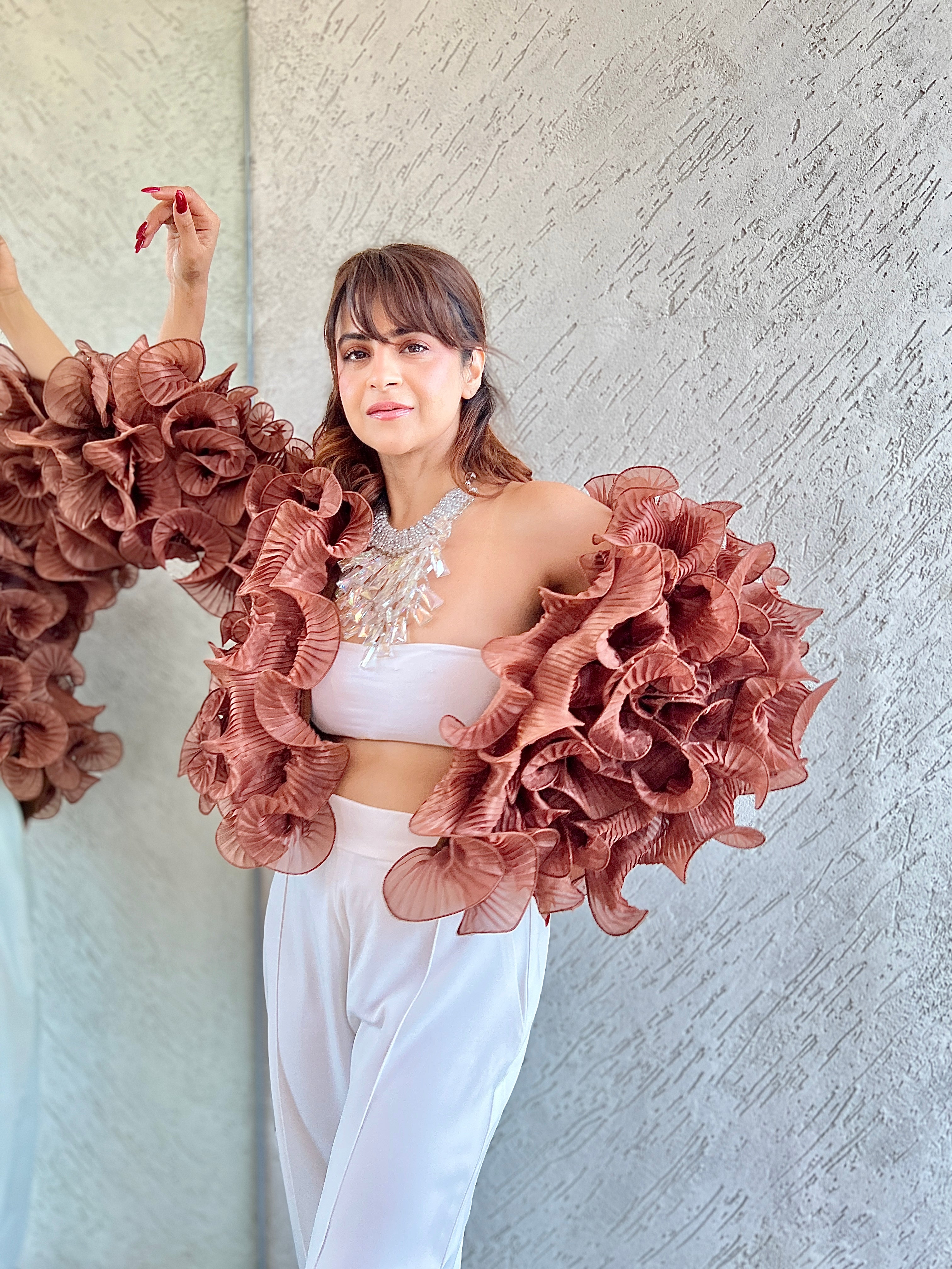 Chocolate Ruffle Cape