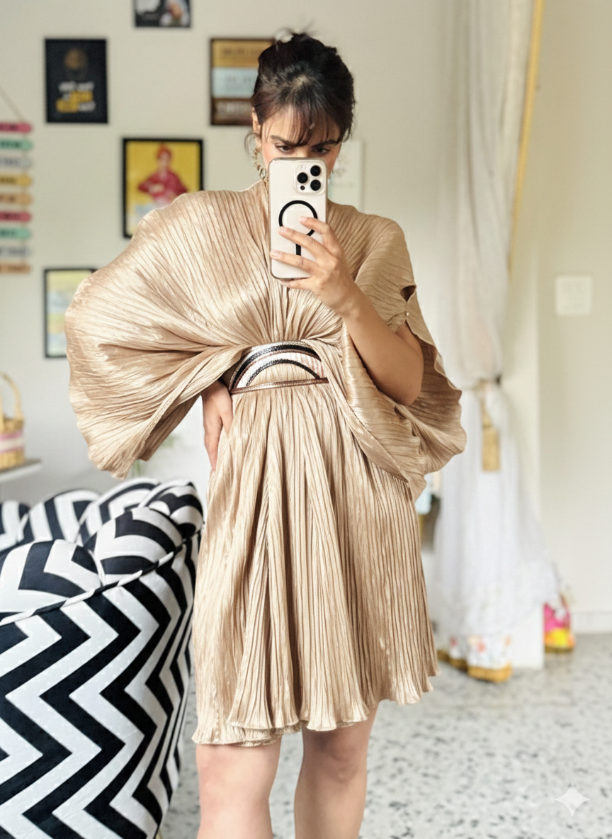 beige gauze dress