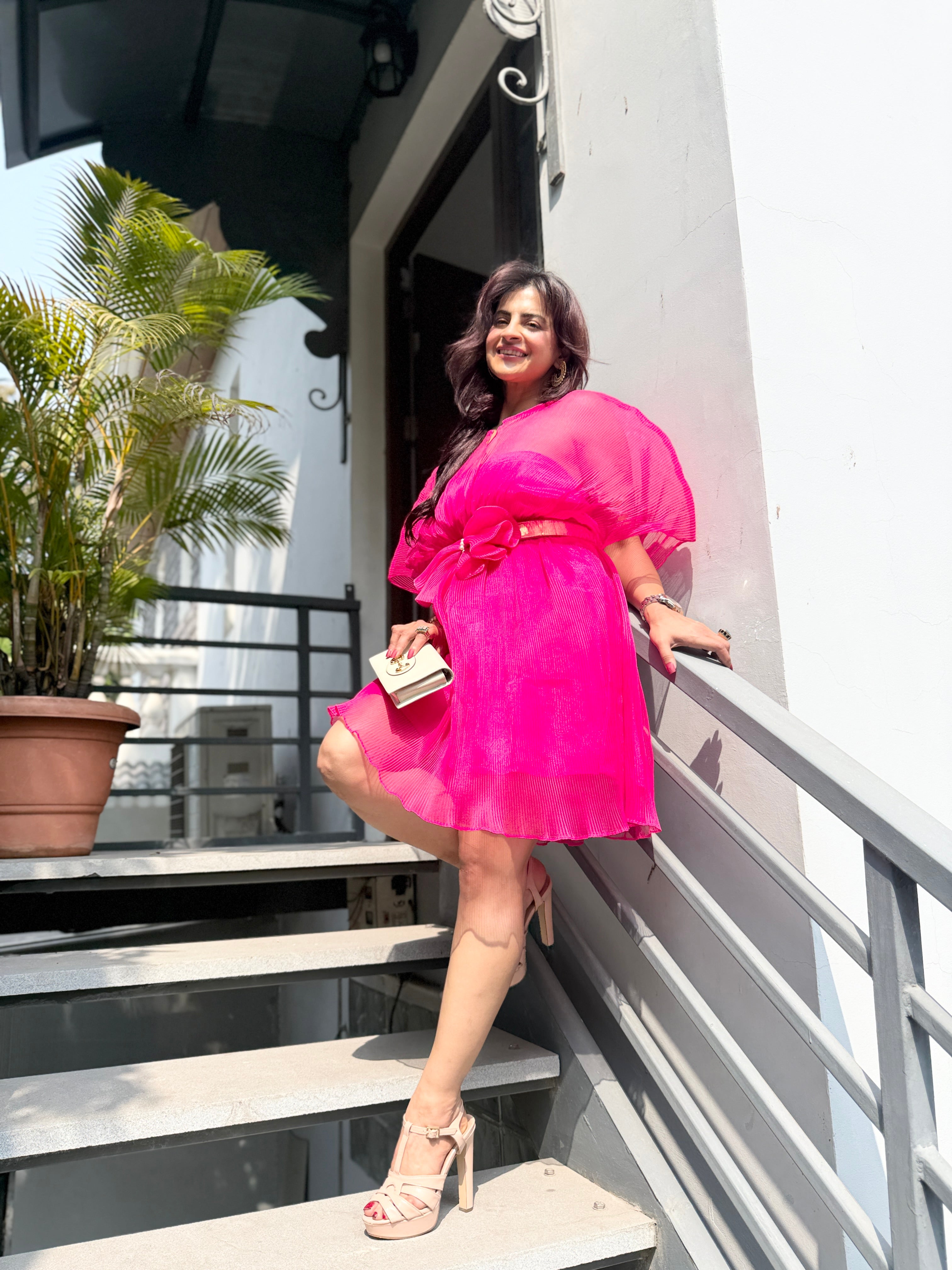 Blush Flame Moon Dress in Pink