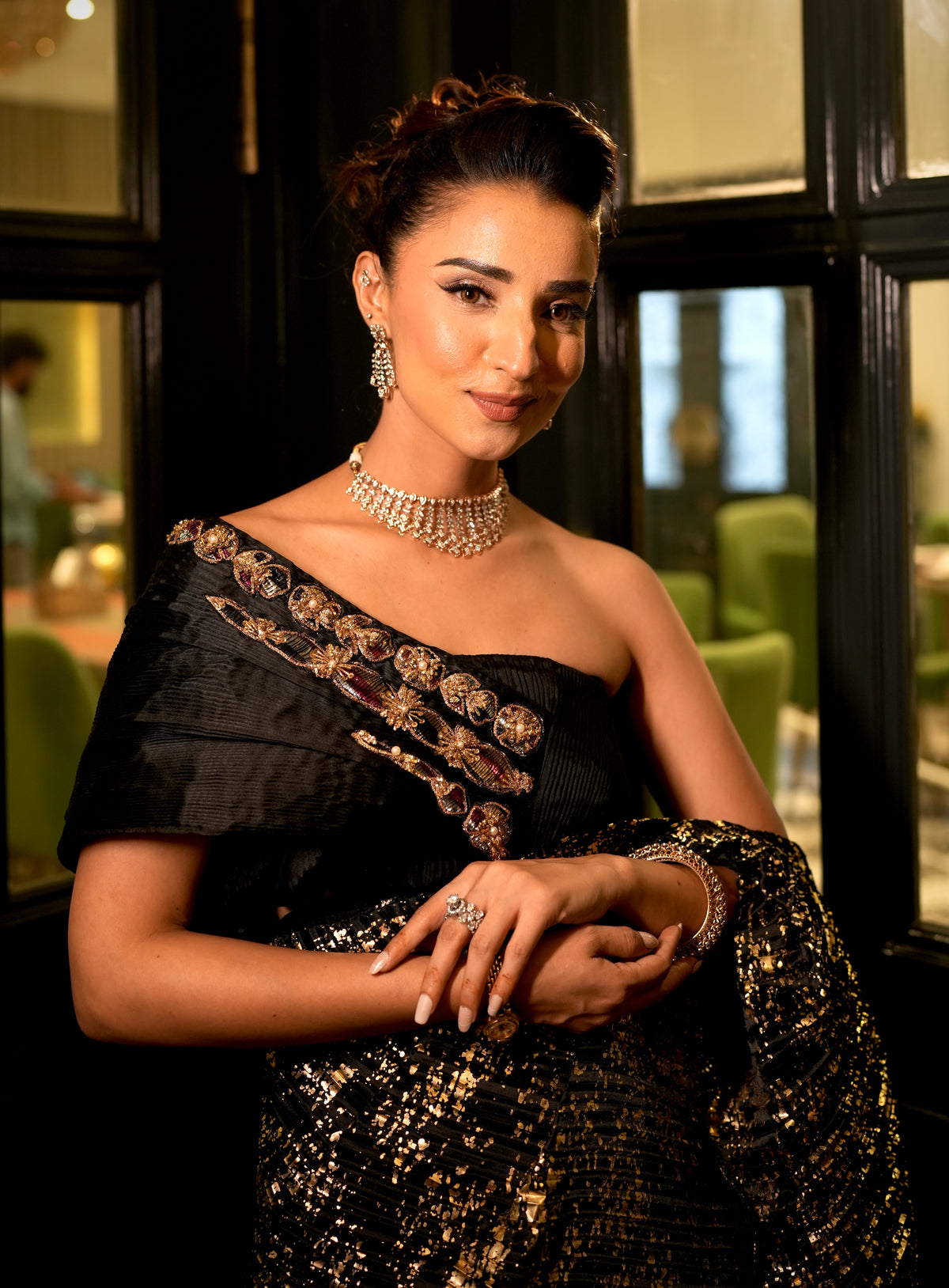 Siyahi Saree with Embroidered Blouse