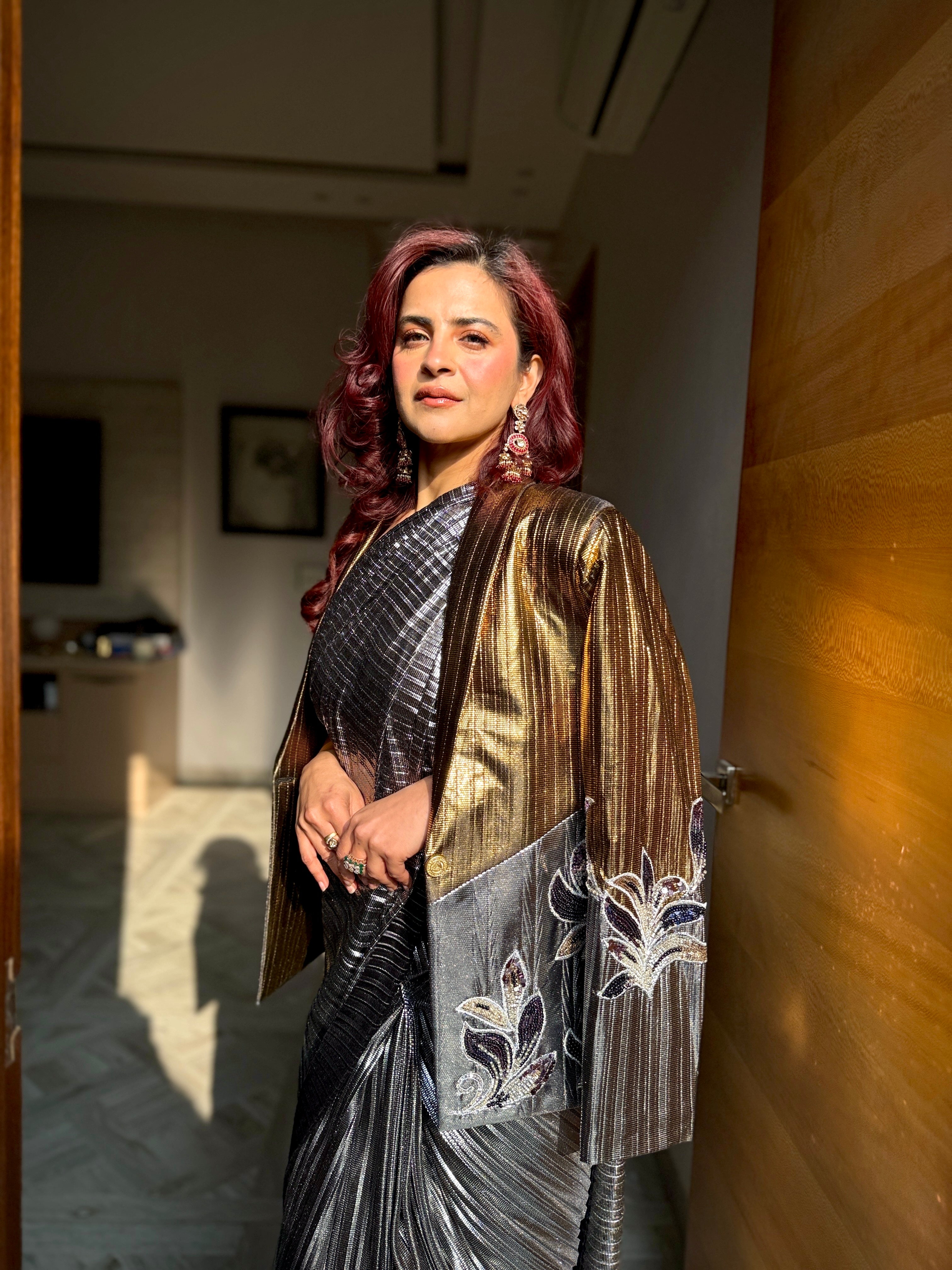 Aurora Alloy Power blazer with Saree