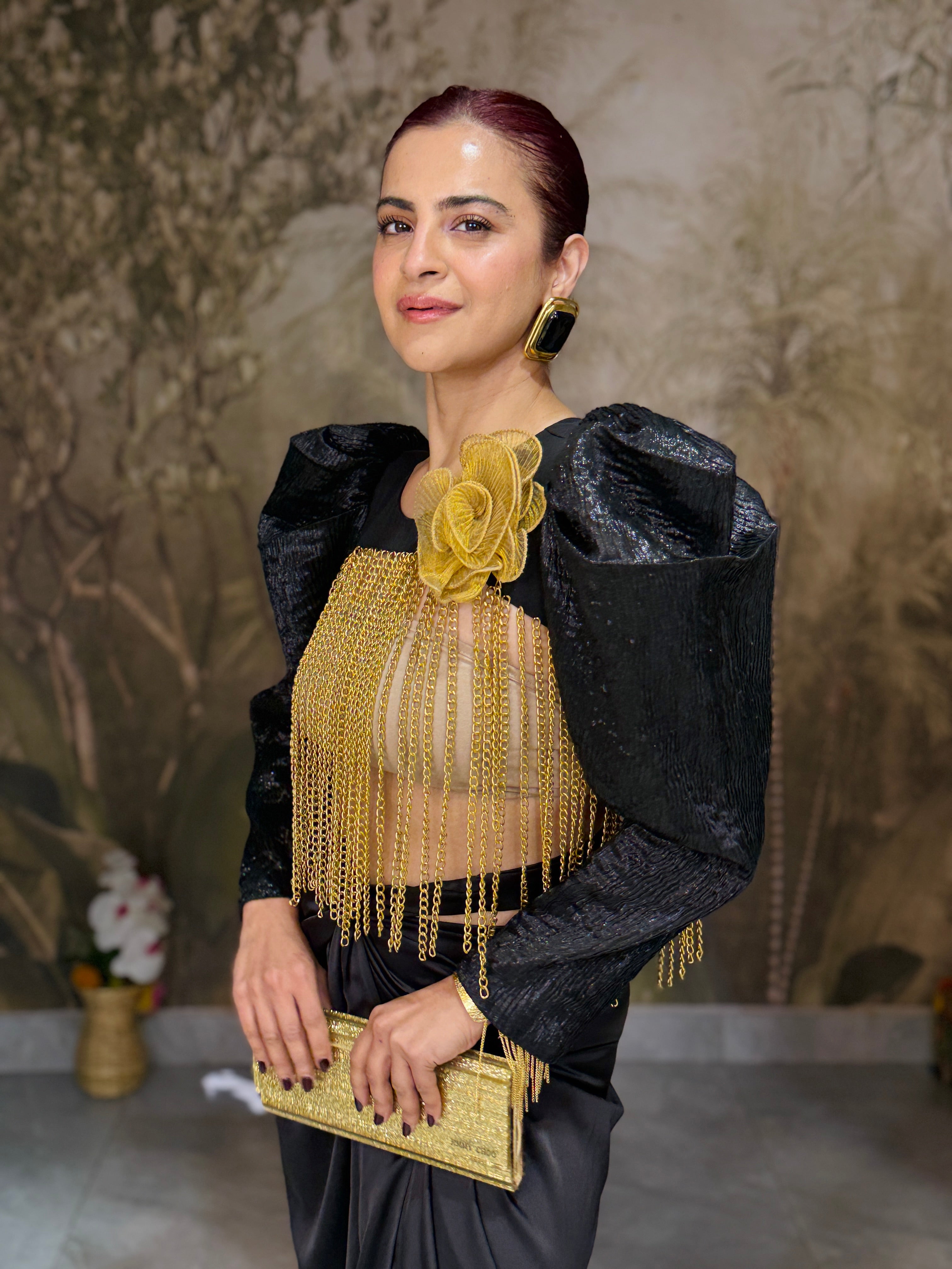 Black tassel shoulder cape , ( with skirt )