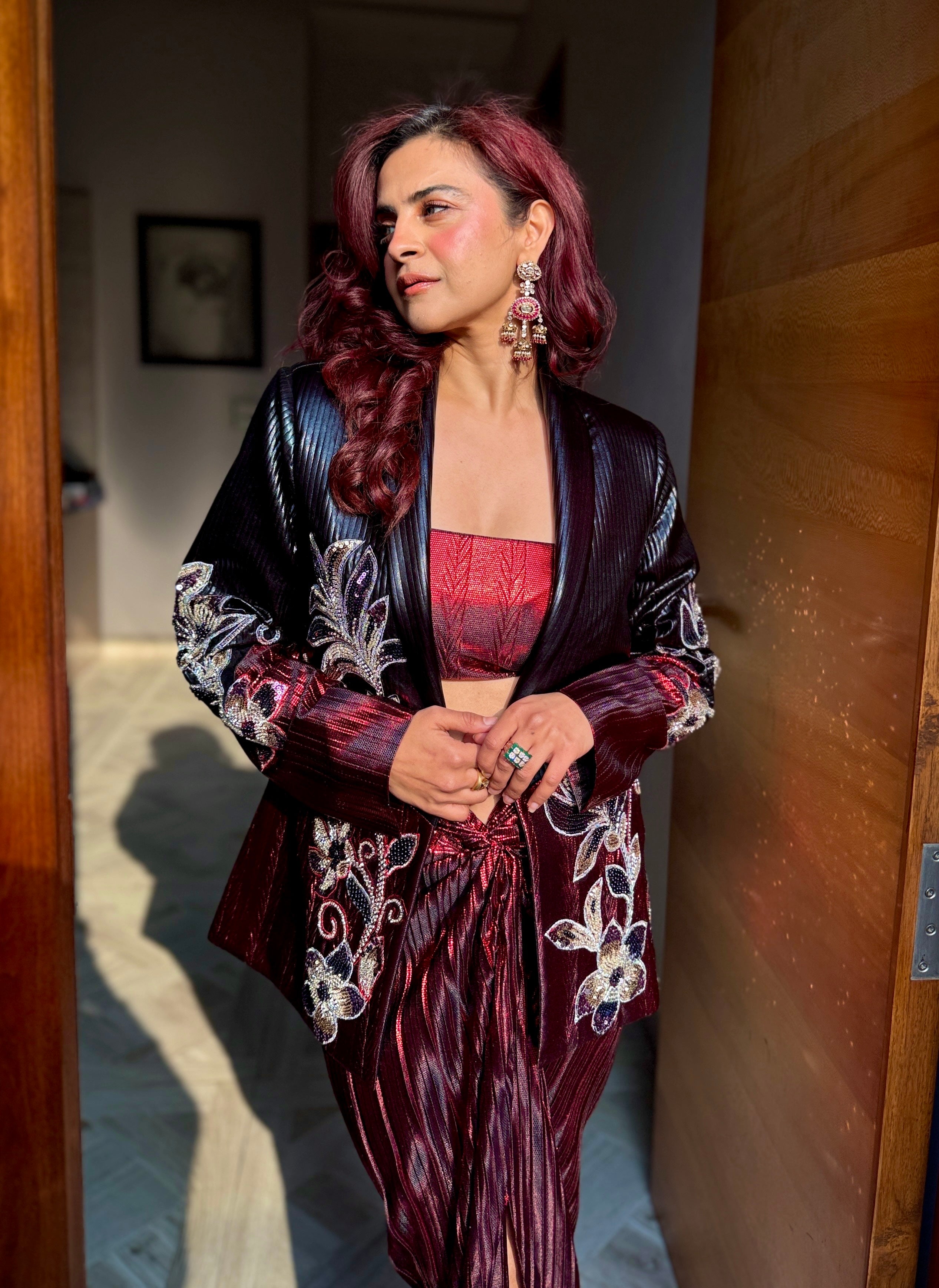 Rouge Obsidian Power Blazer  in Red and Black