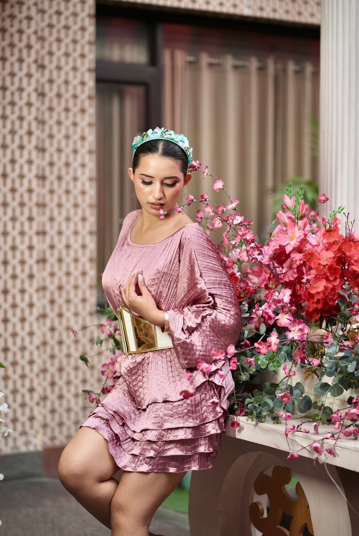 Opera mauve layered dress