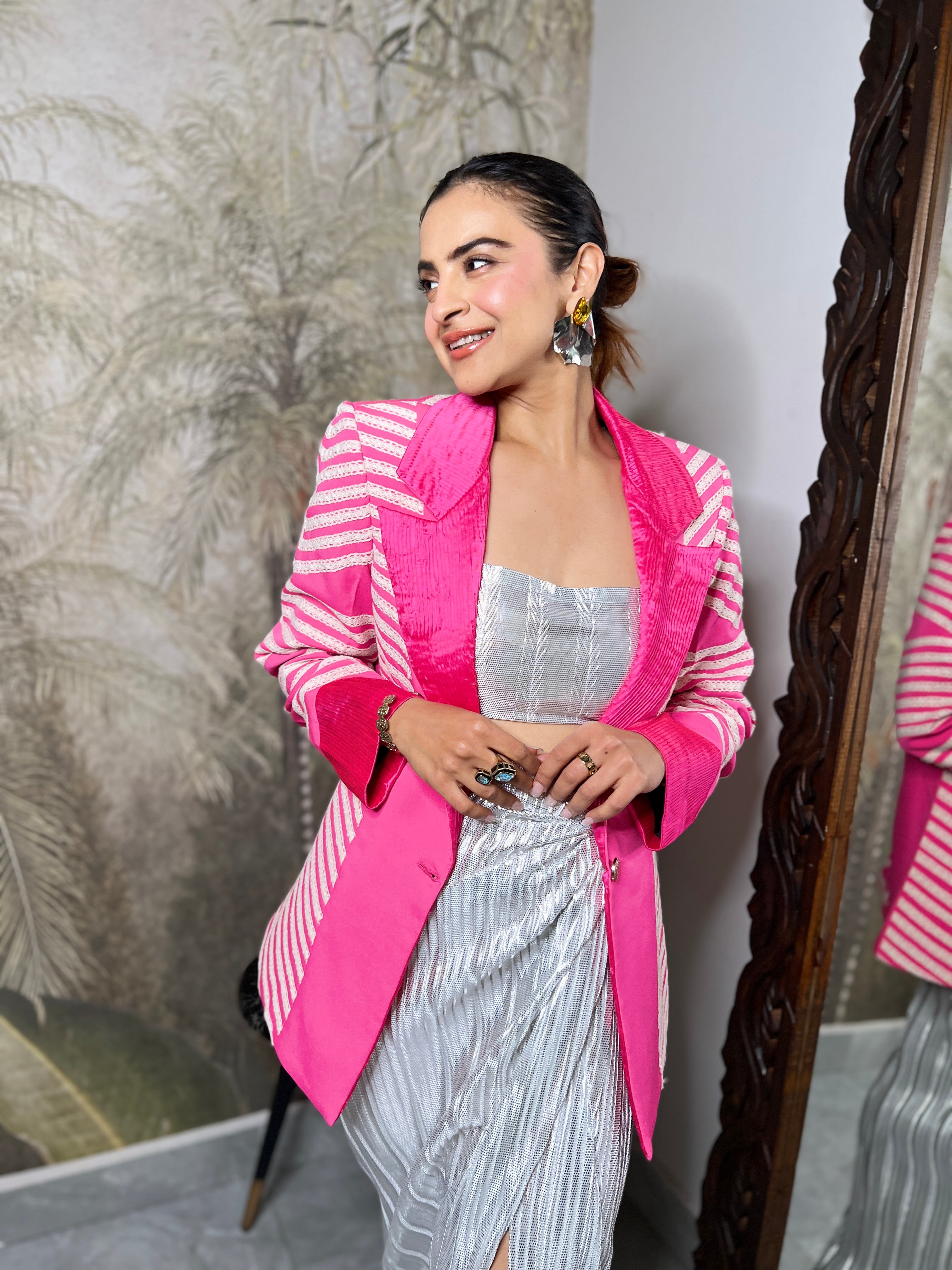 Valentino Pink illusion power blazer