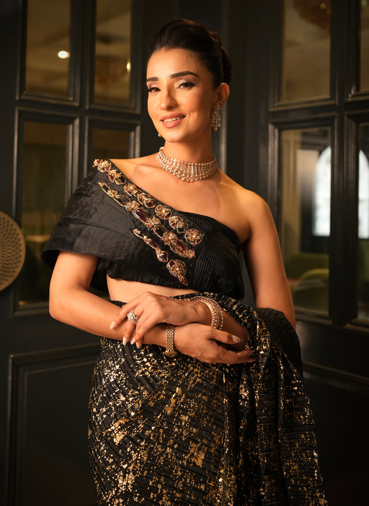 Siyahi Saree with Embroidered Blouse
