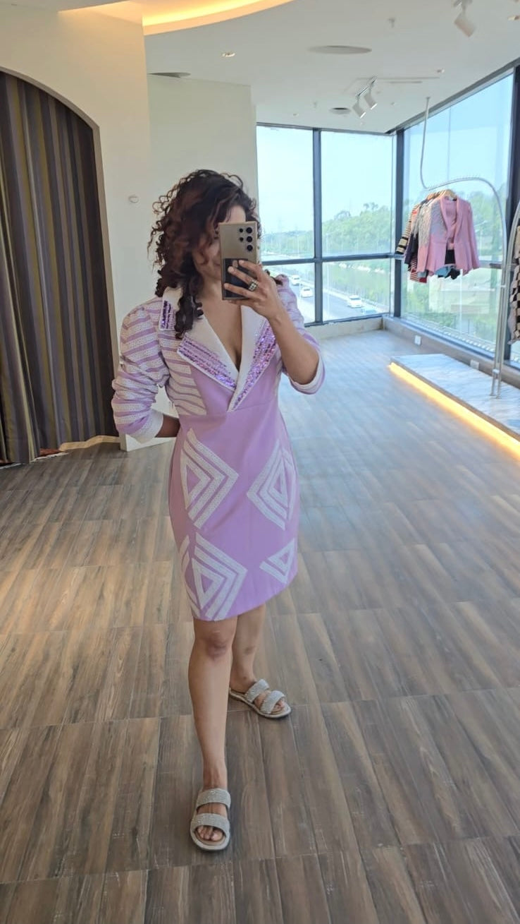 Lilac illusion blazer dress