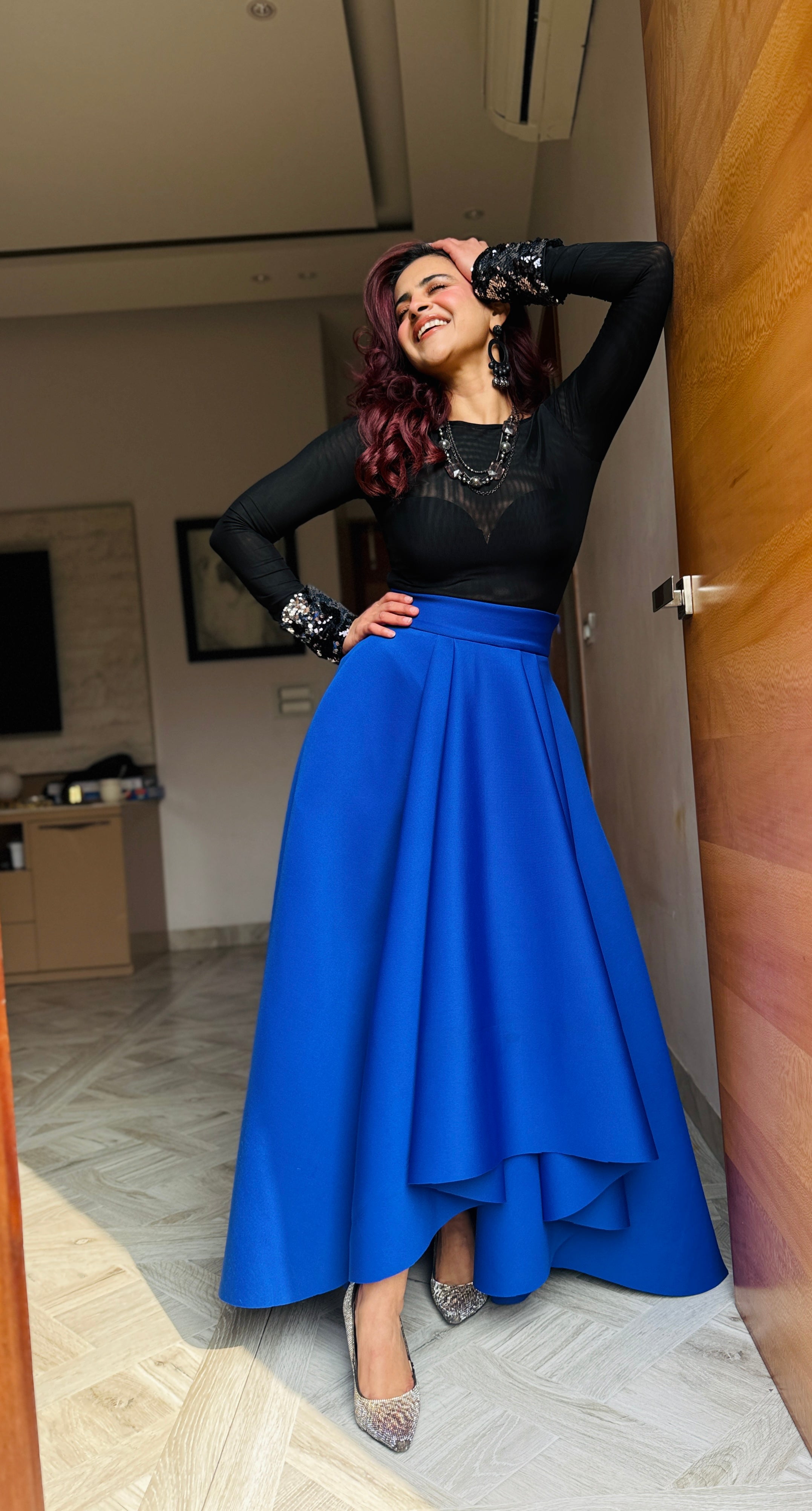 Neoprene blue skirt