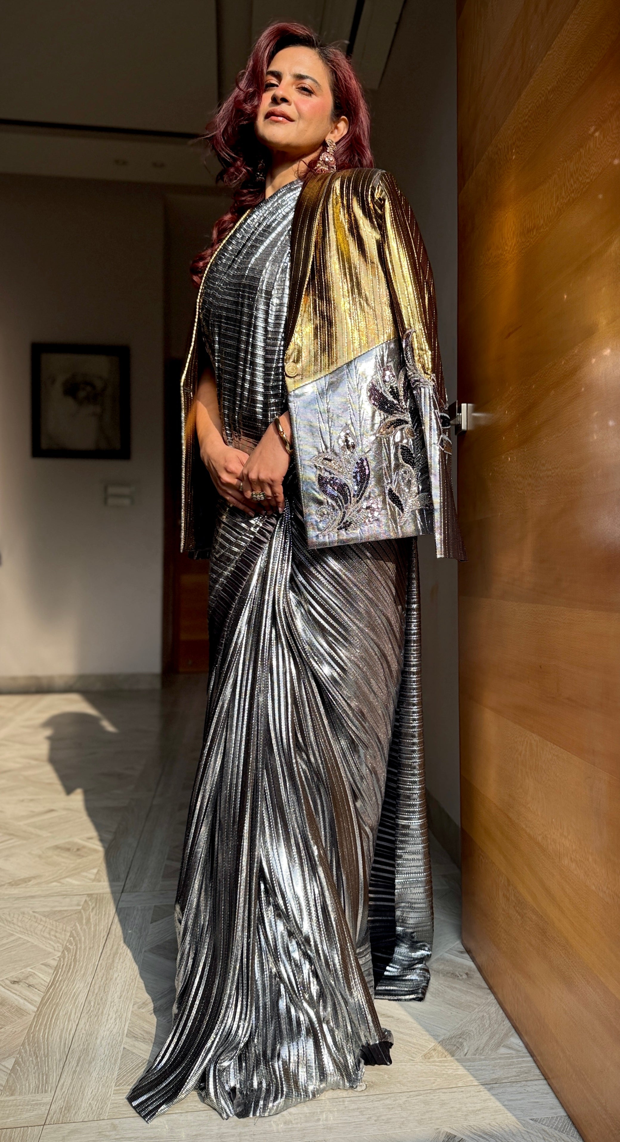 Aurora Alloy Power blazer with Saree