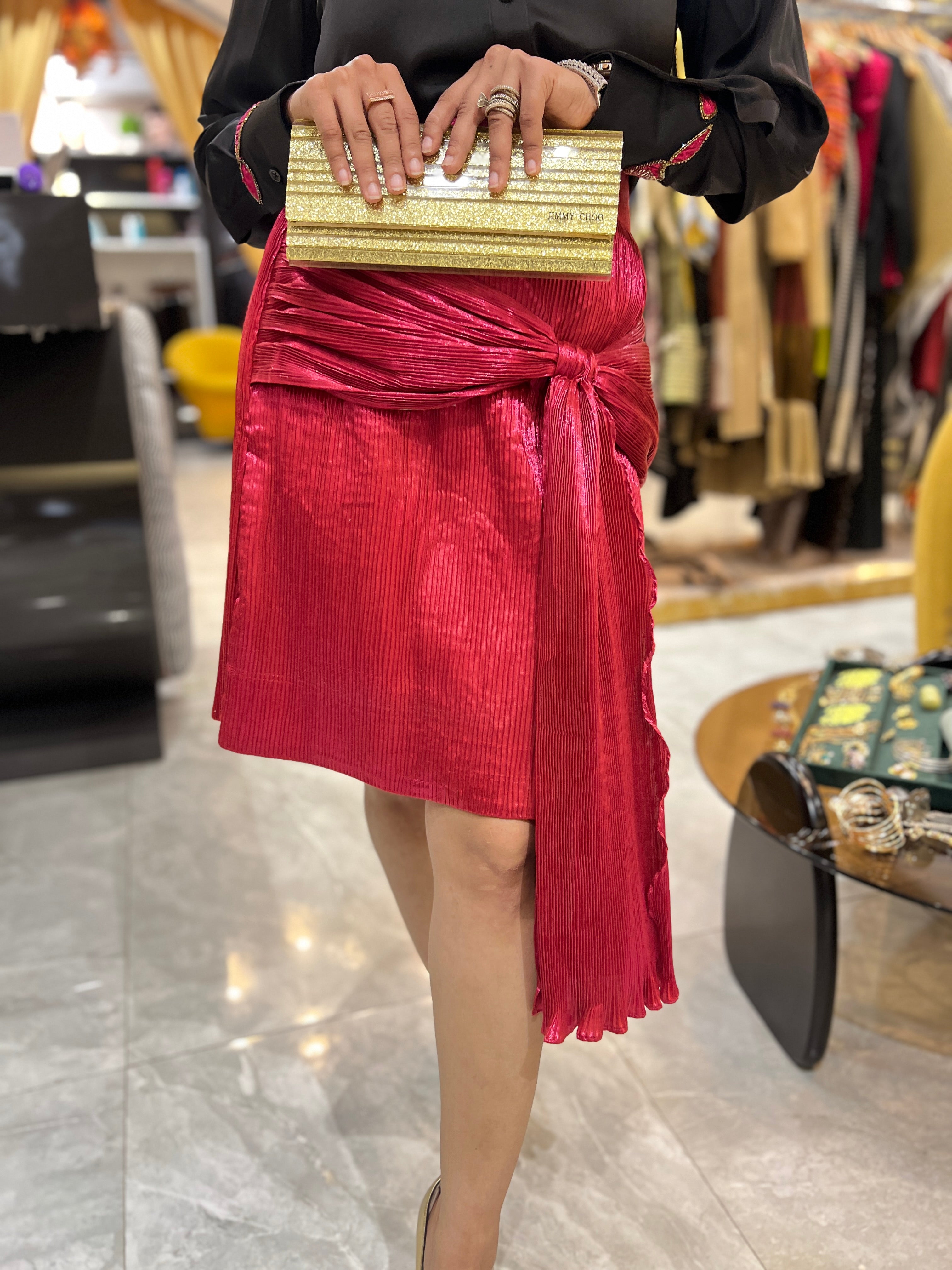 Bow shimmer skirt in pink
