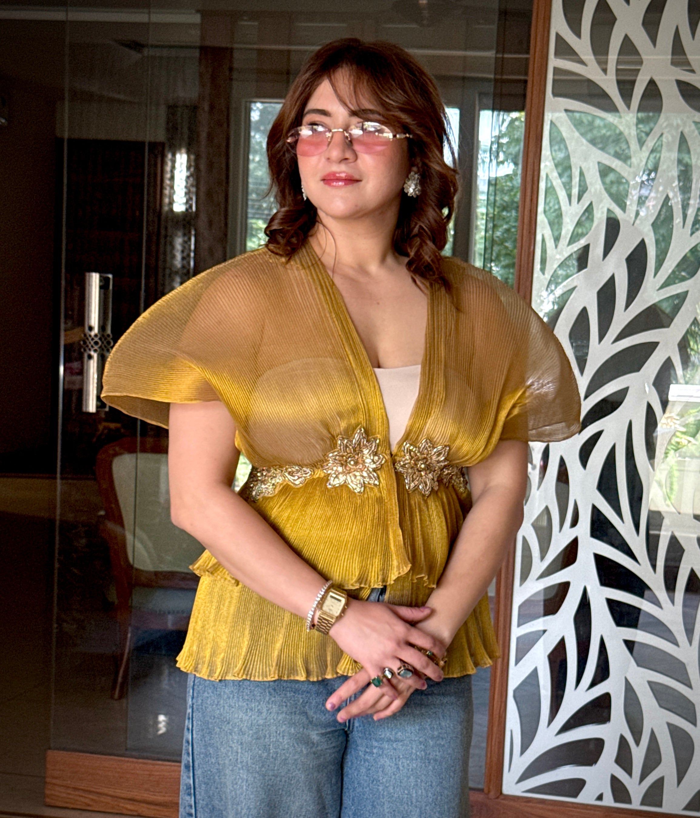 Sunrise Light Embroidered Moon Top