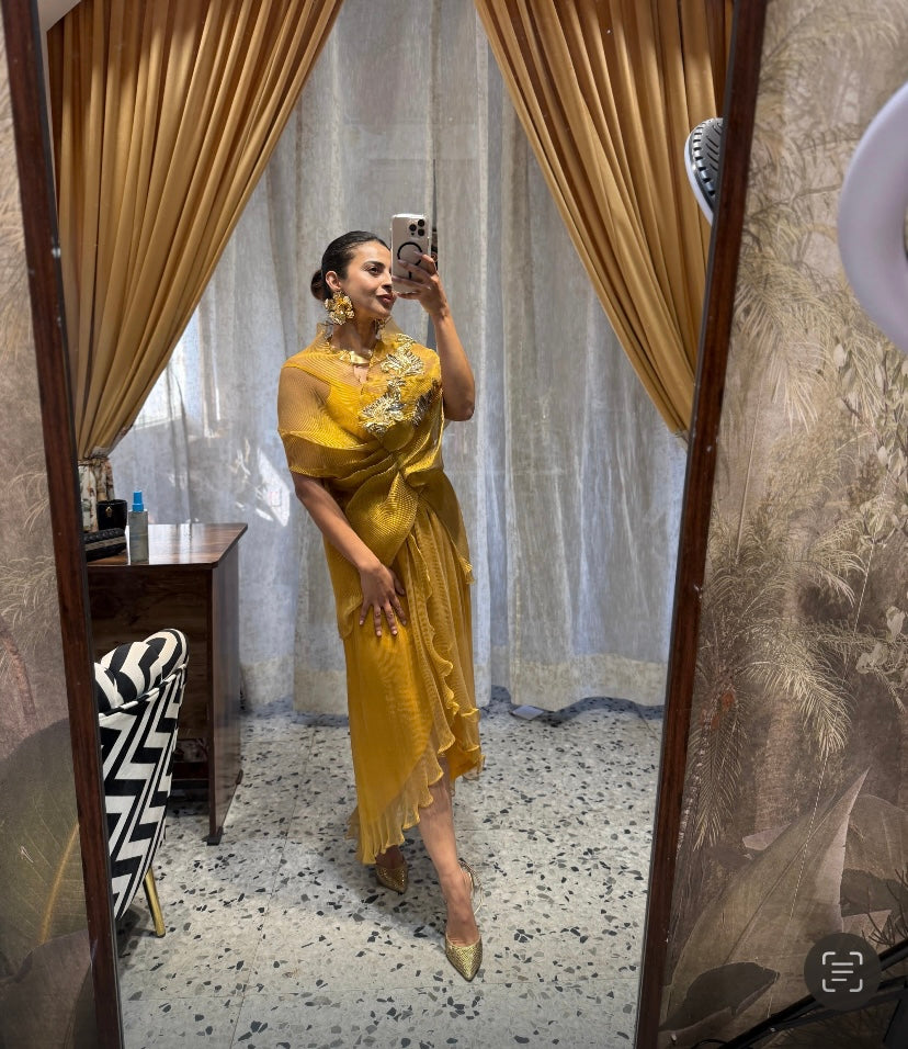 Sunrise Embroidered Multidrape with dhoti skirt