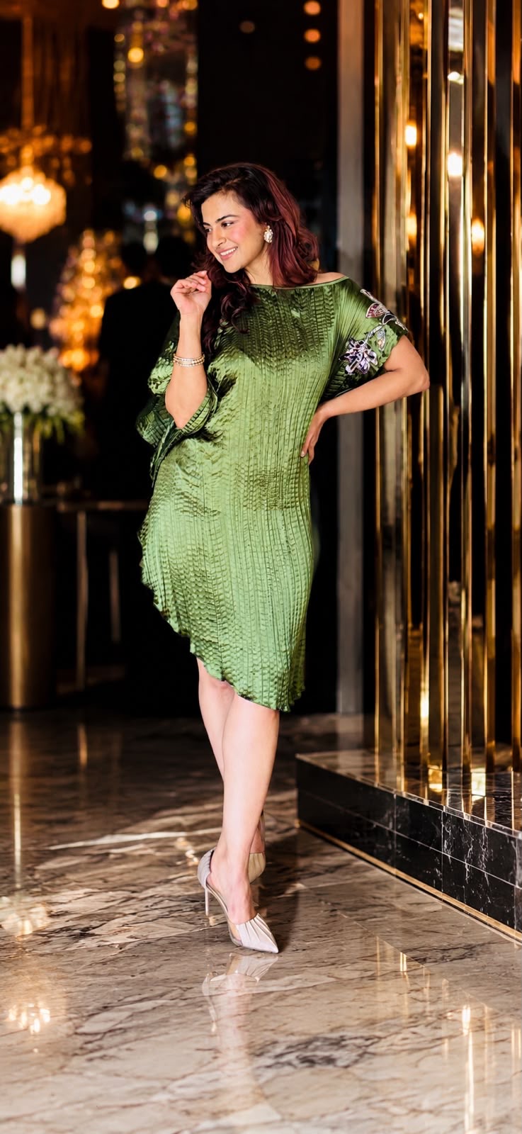 Olive Embroidered Dress