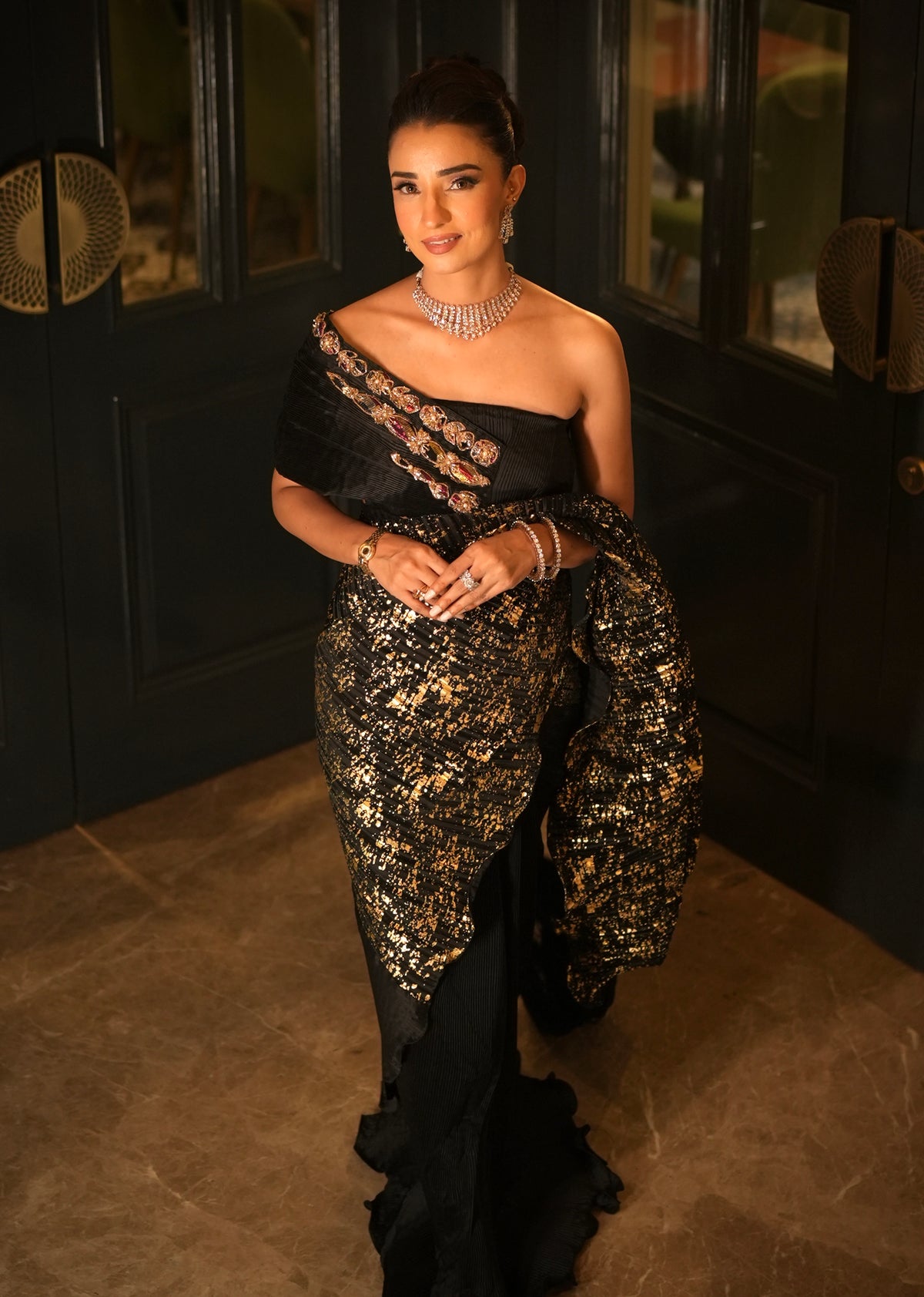Siyahi Saree with Embroidered Blouse