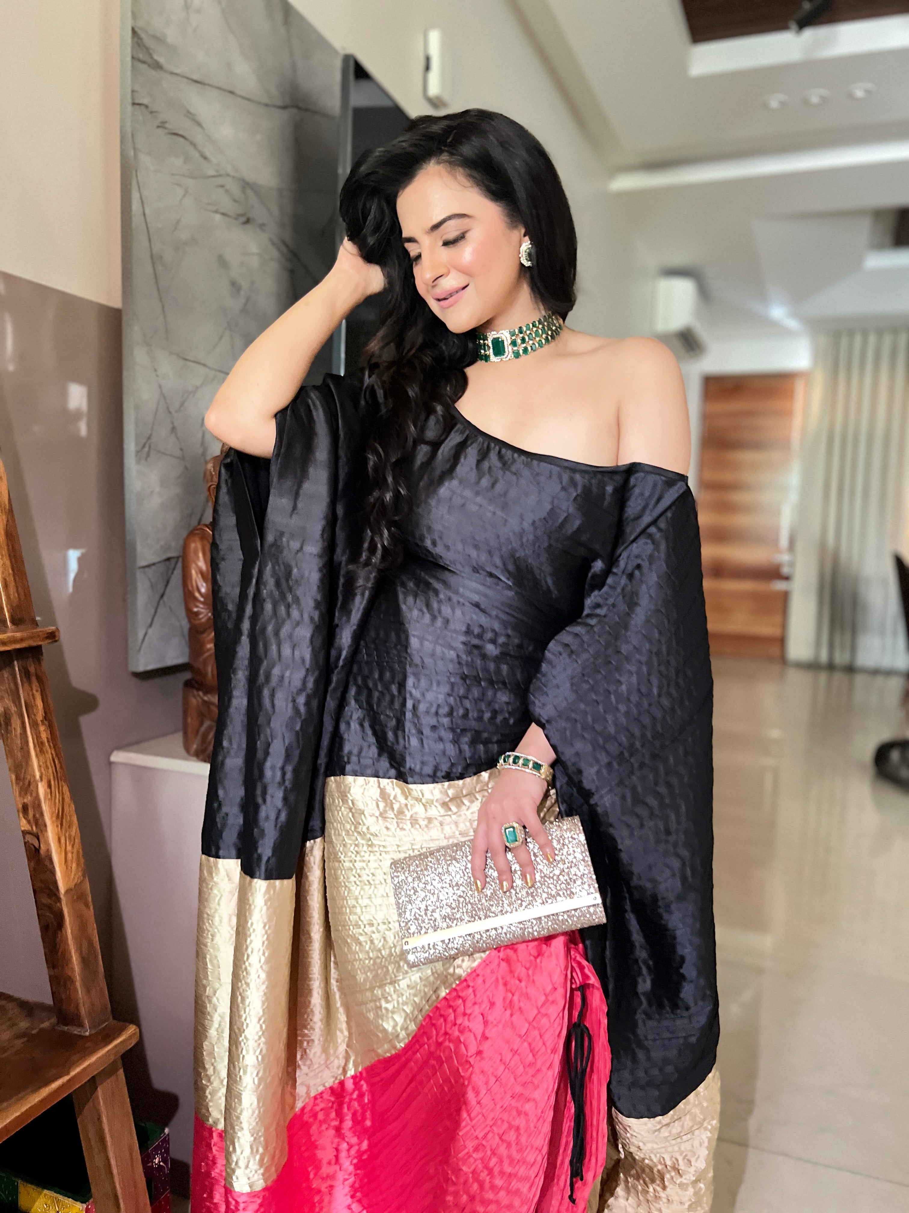 Midnight Dahlia in Black, Gold and Pink