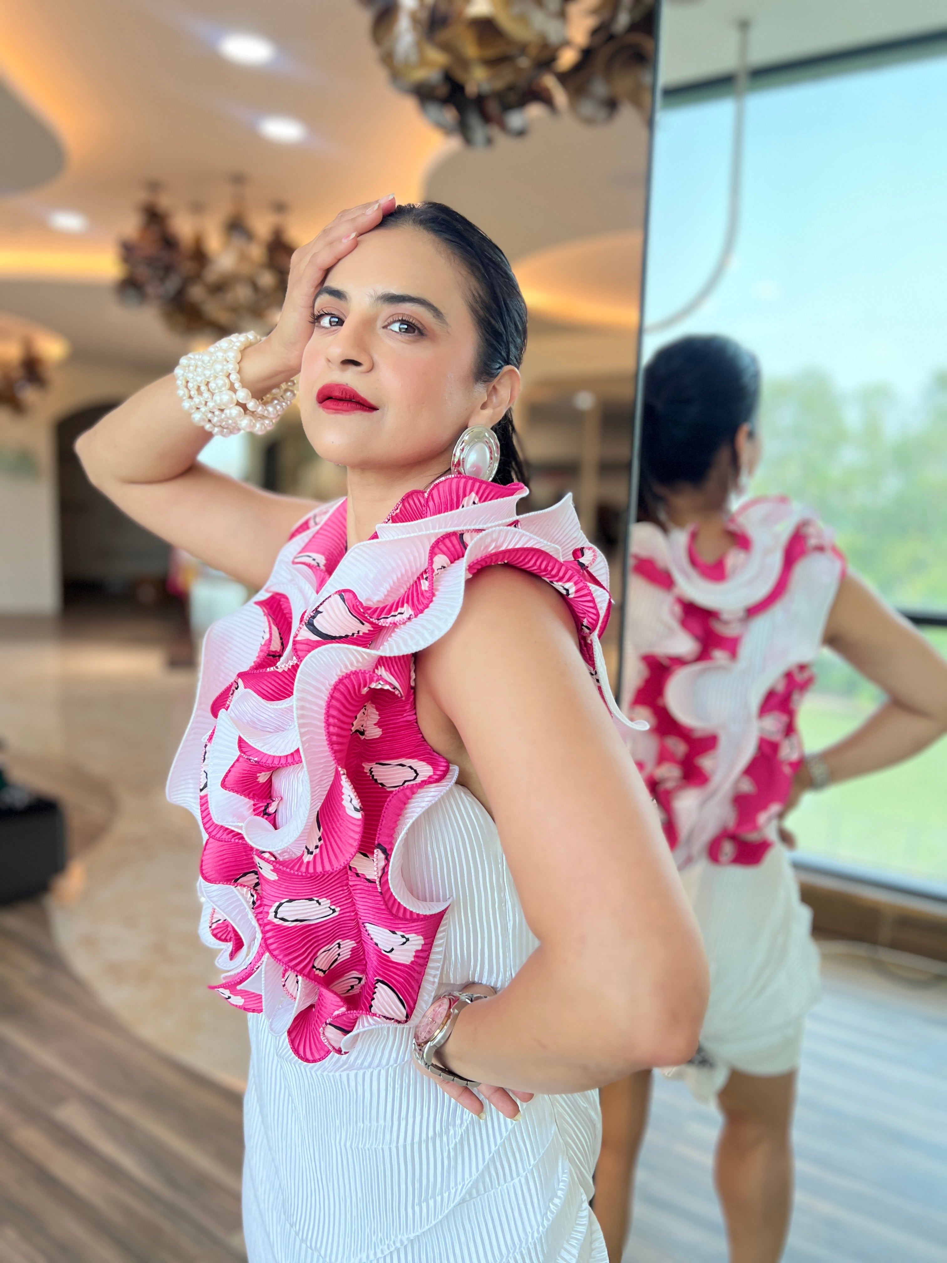 Ruffle dream dress in pink ethereal