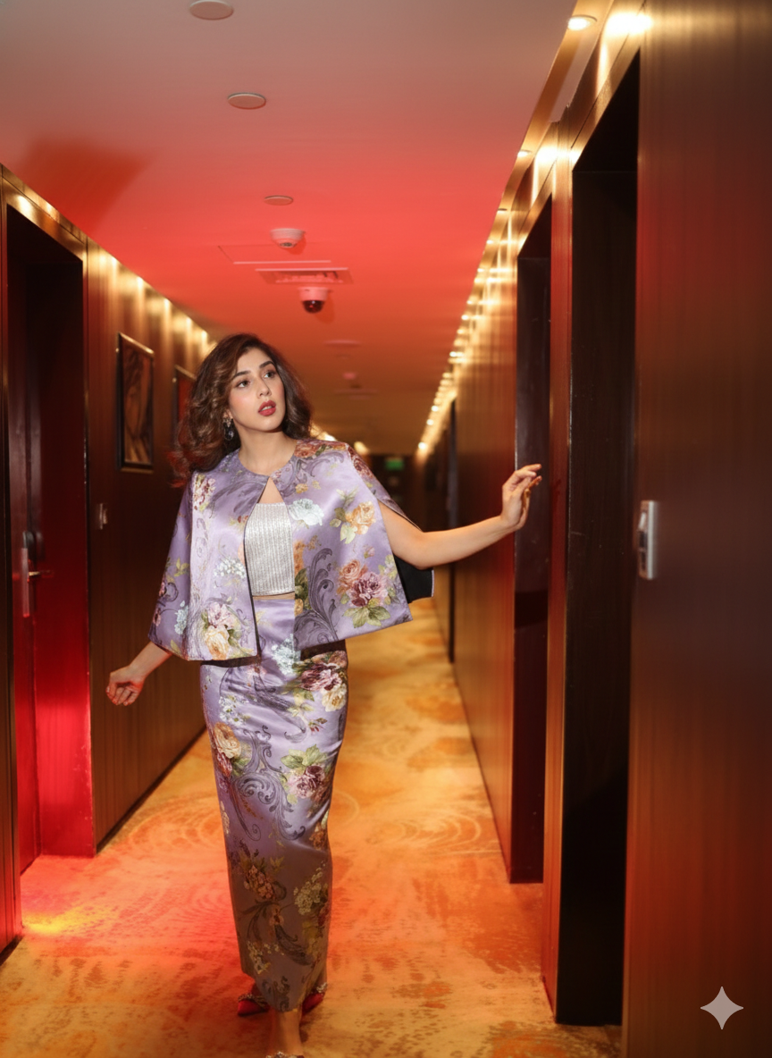 Victorian Bloom Cape set in Lavender