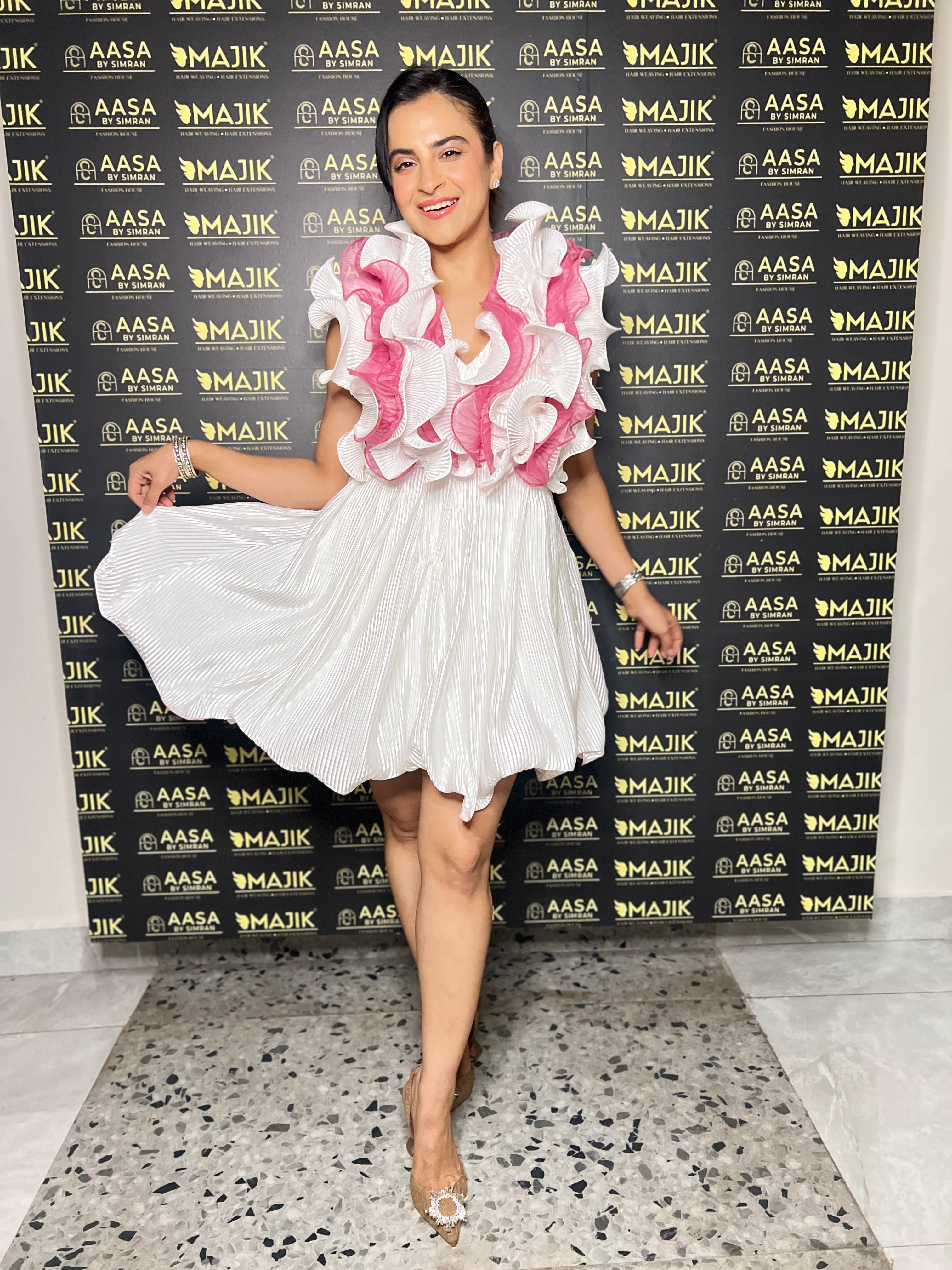 Ruffle dream dress in ethereal