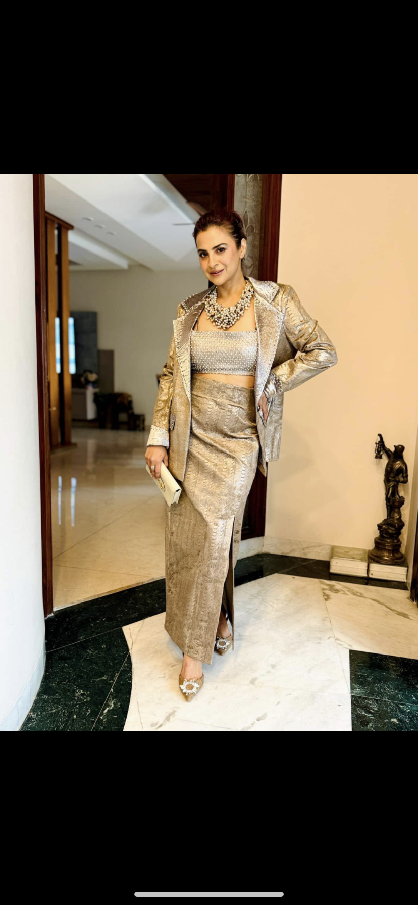 Liquid Luxe Blazer set in Light Rose Gold