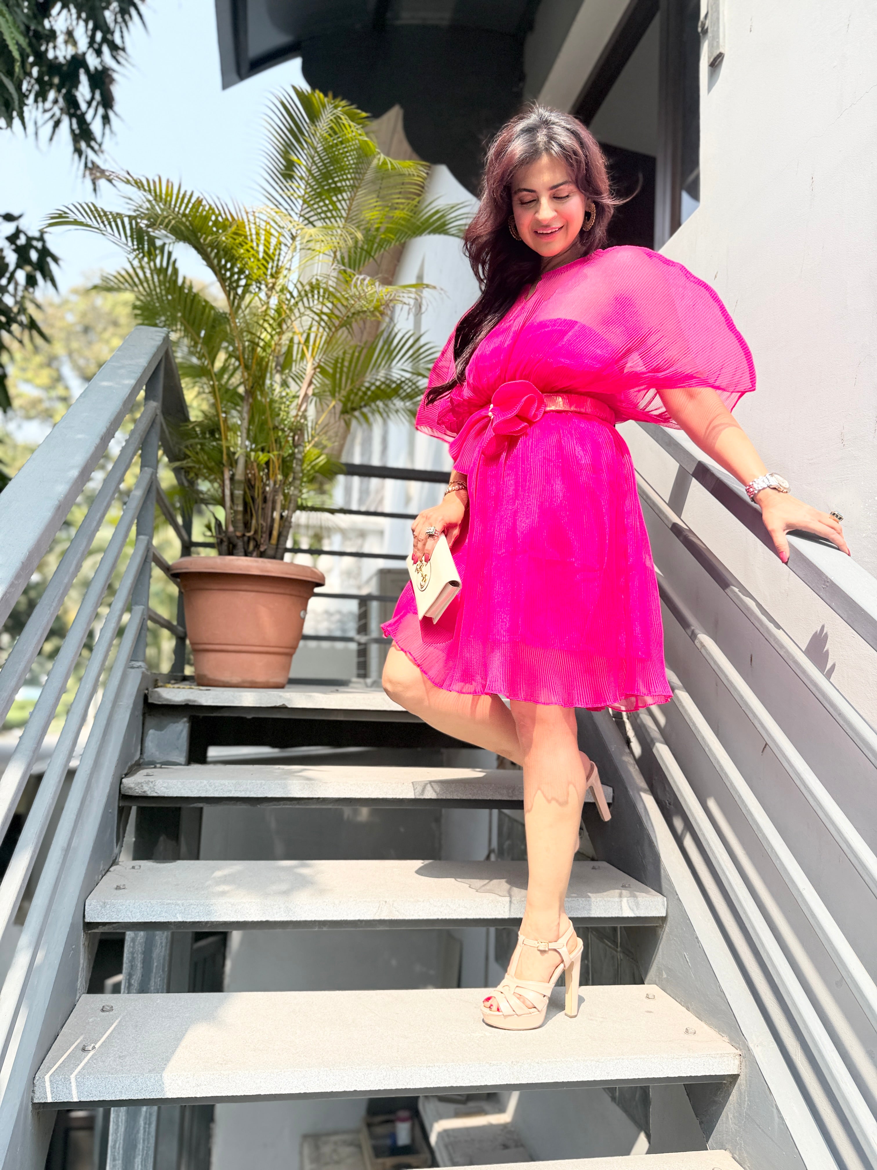 Blush Flame Moon Dress in Pink