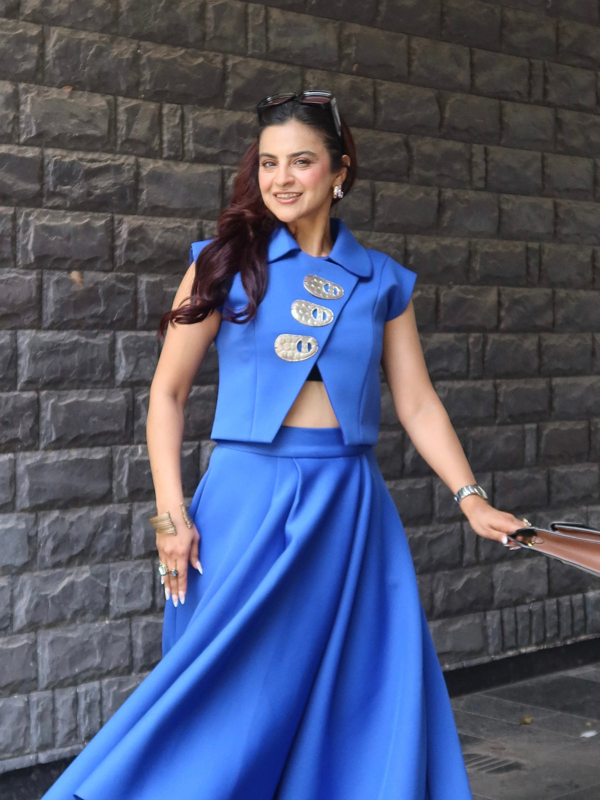High low skirt set in royal Blue . Neoprene edit