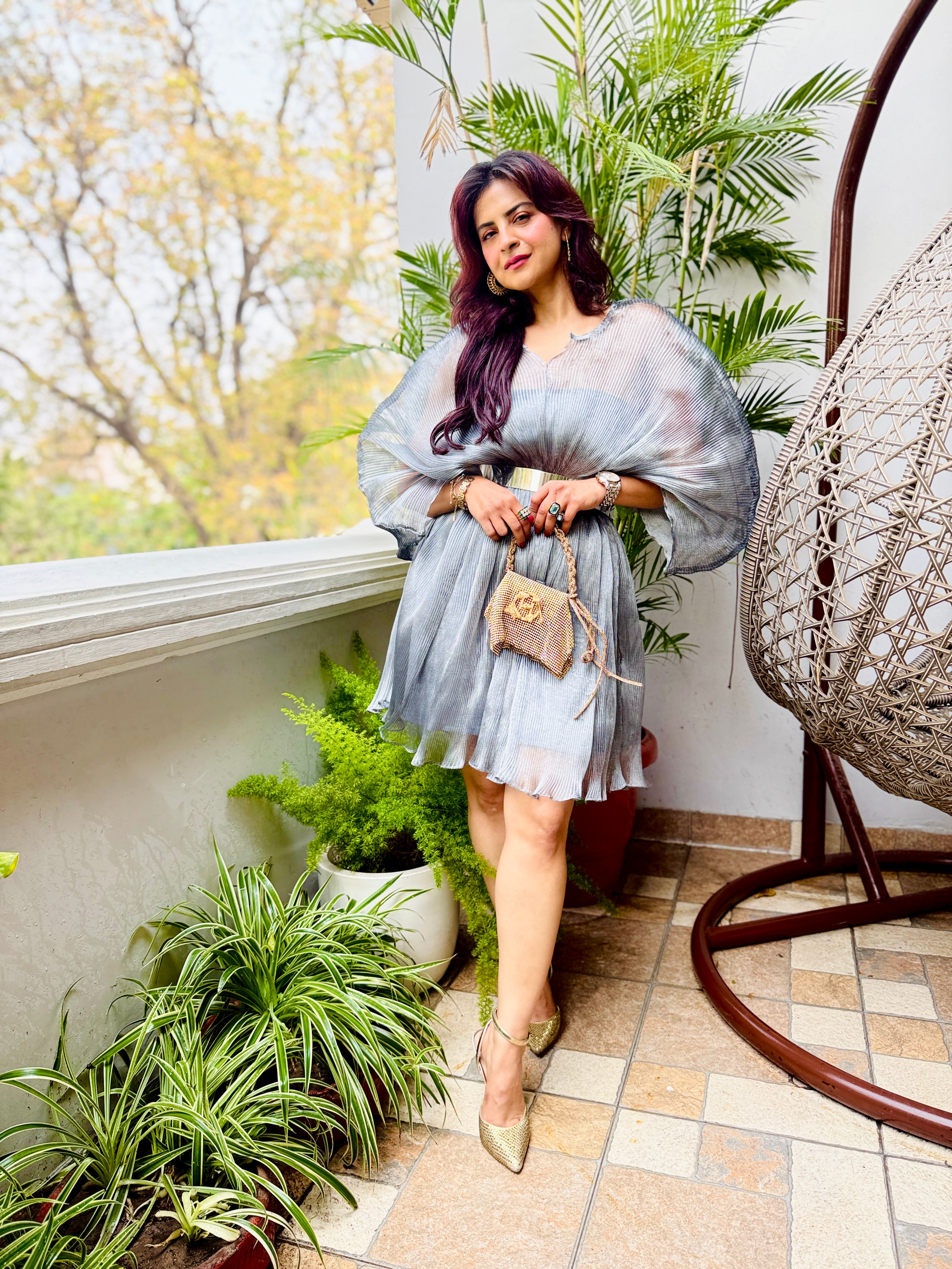 Platinum Glow Moon Dress in Silver