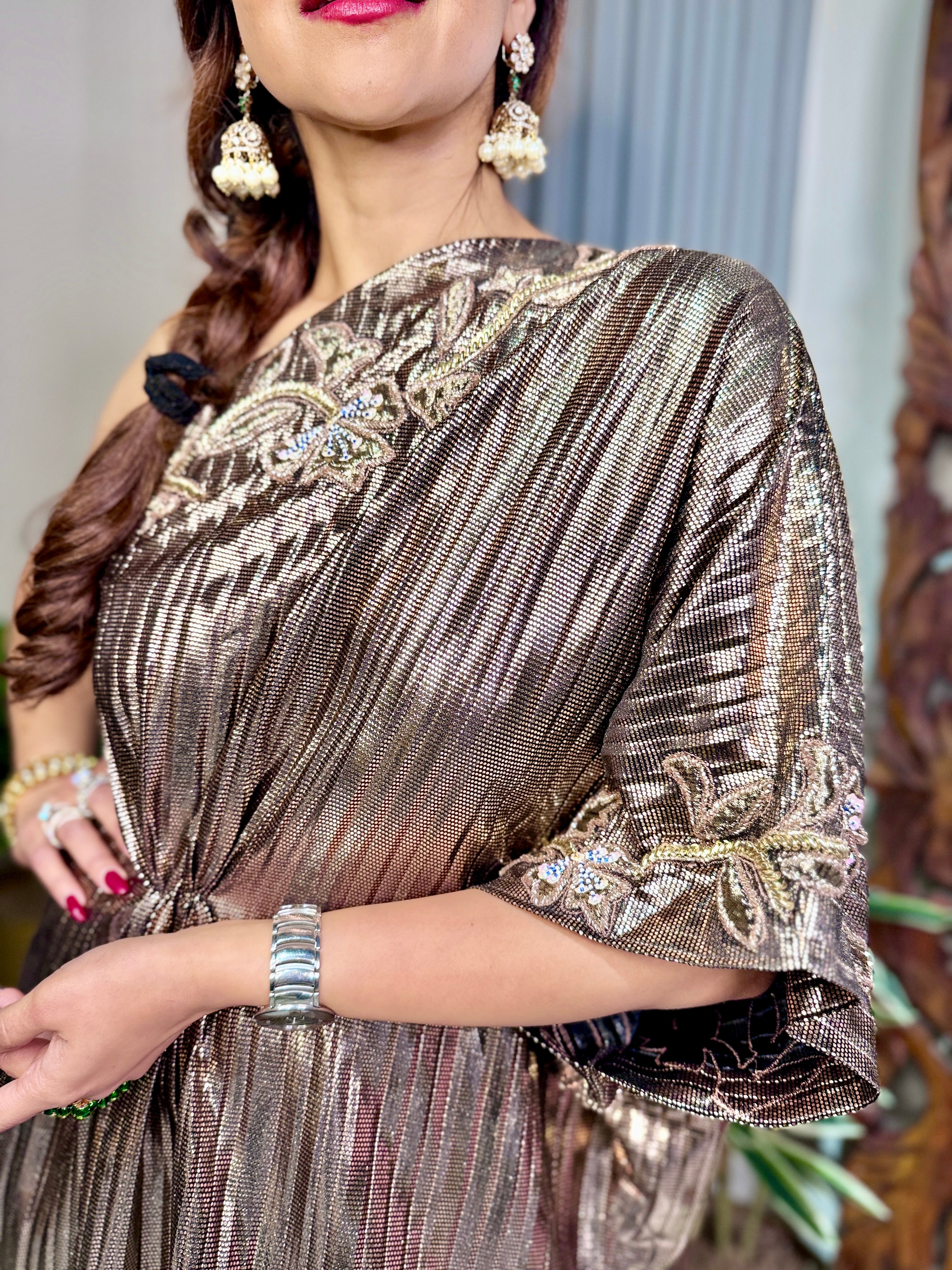 Copper glaze drape kaftan