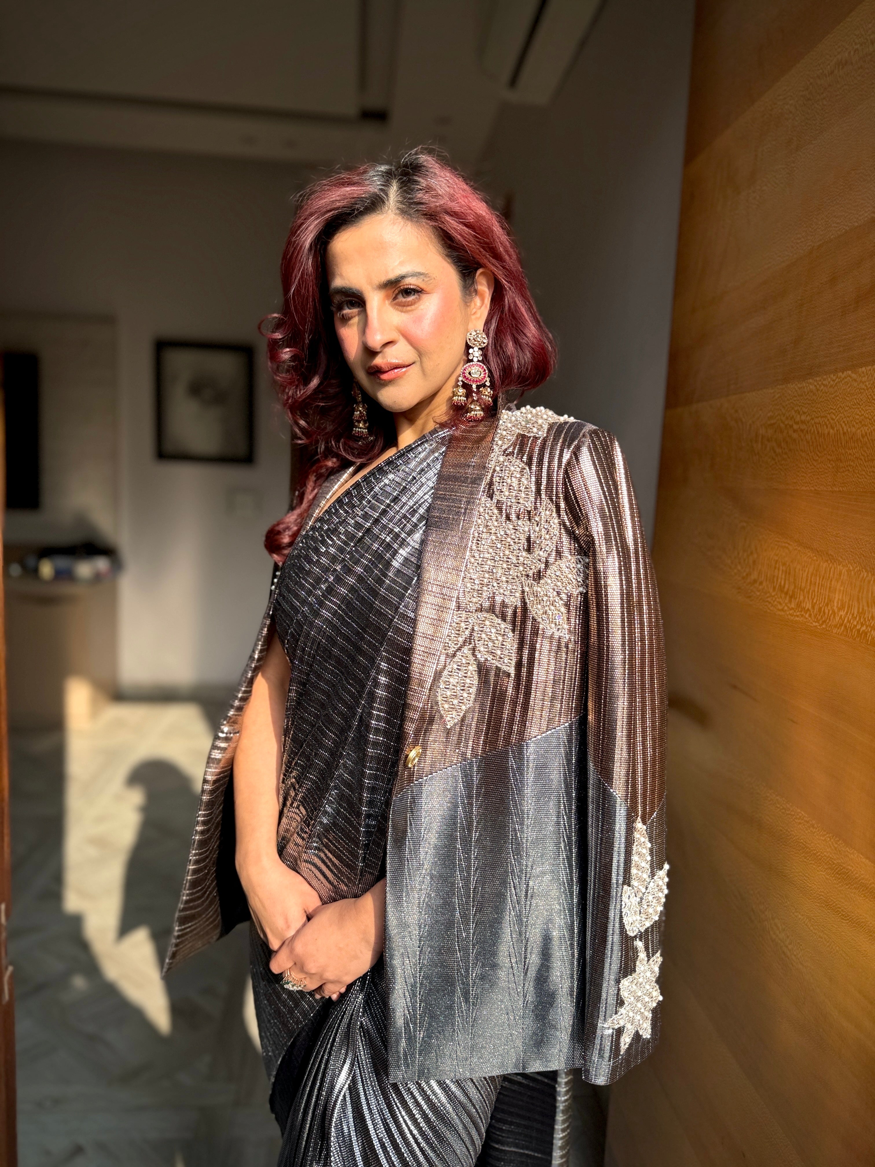 Argent Ember Blazer with Saree