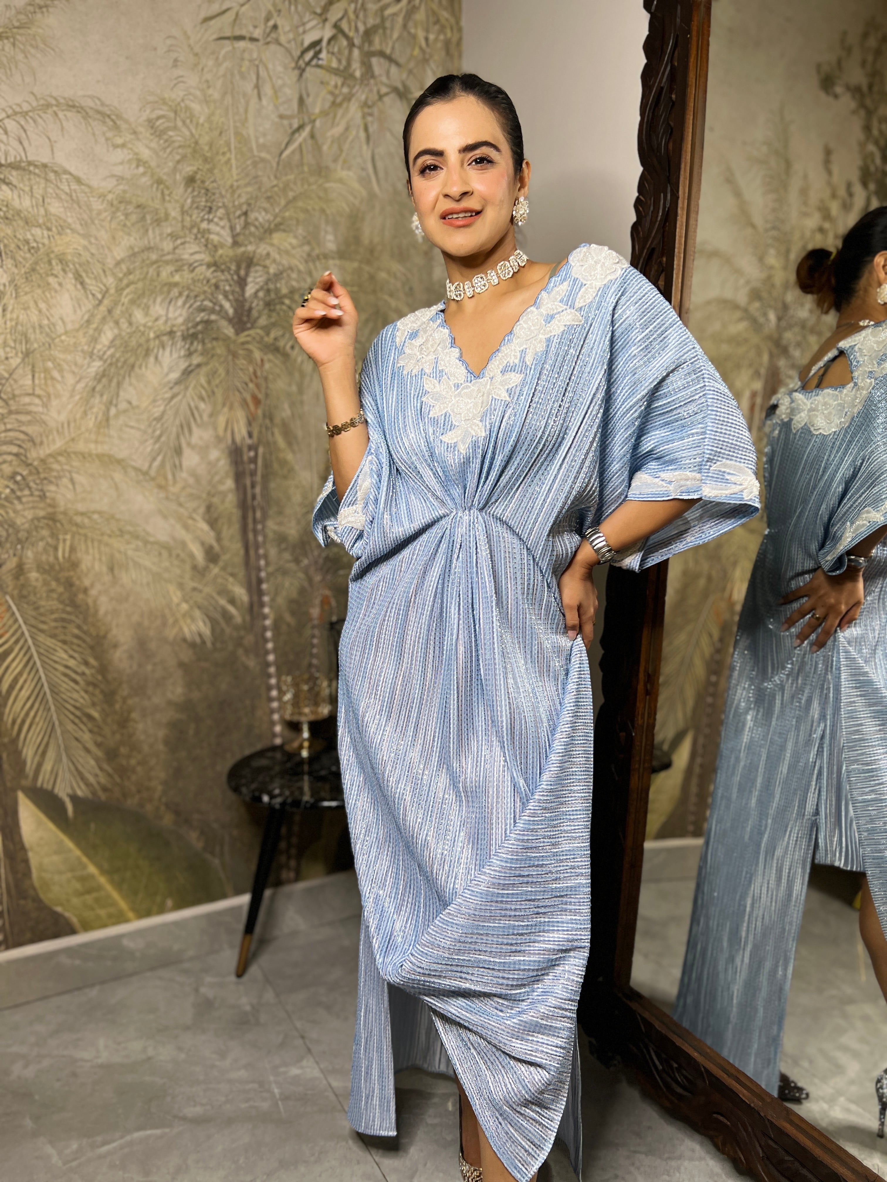 Blue moon embroidered kaftan