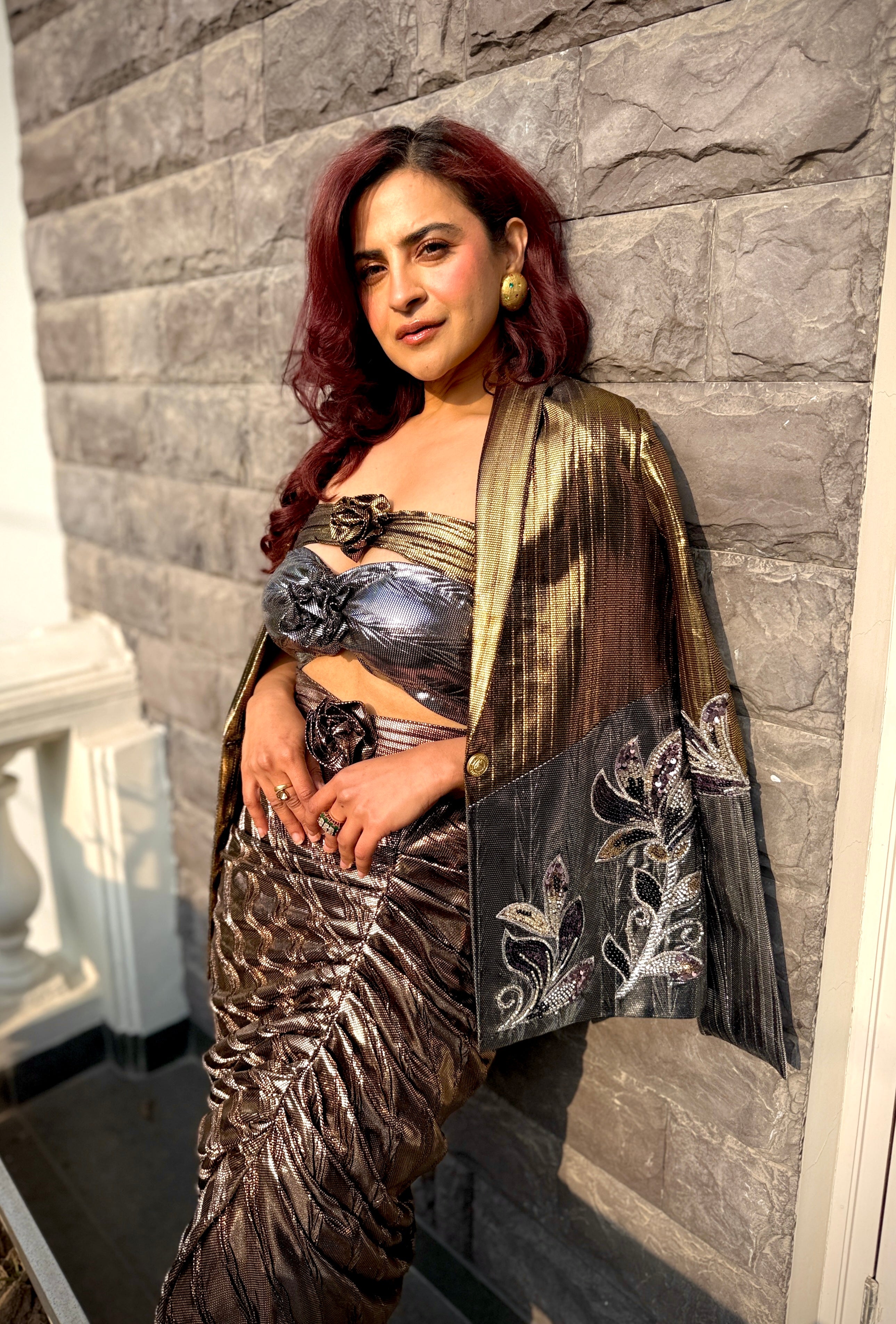 Aurora Alloy Power Blazer in Golden and Silver