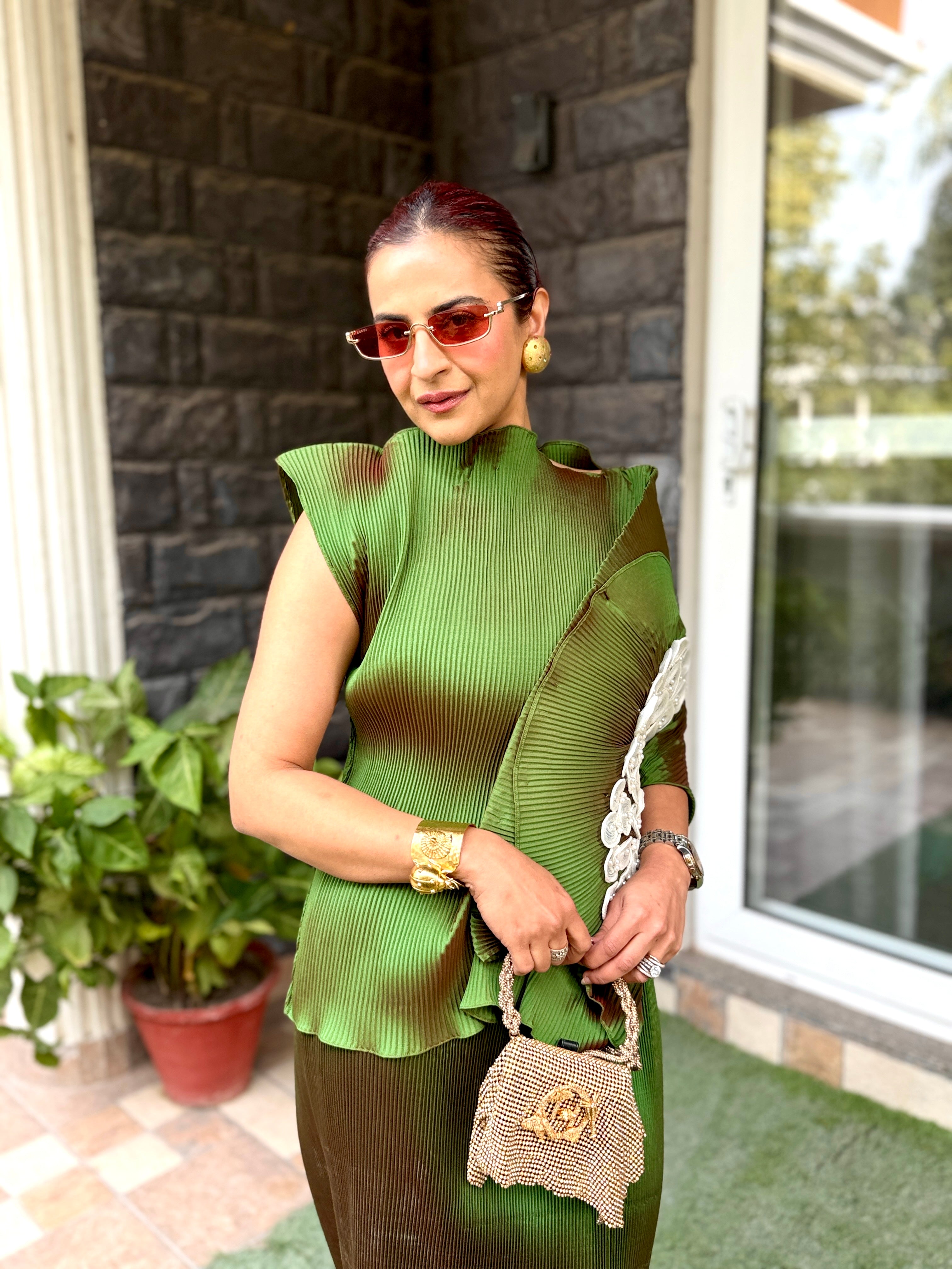 Emerald Lunar Bloom Top in Dark Green