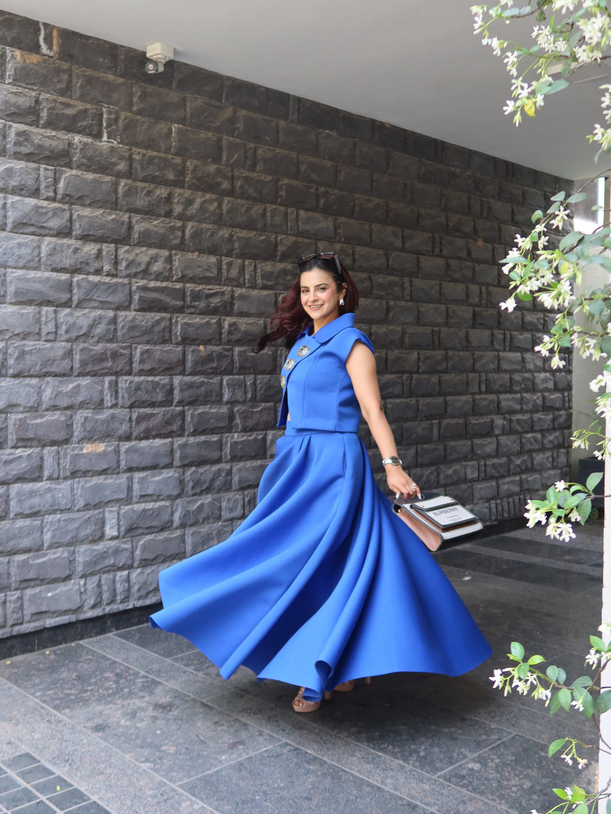 High low skirt set in royal Blue . Neoprene edit