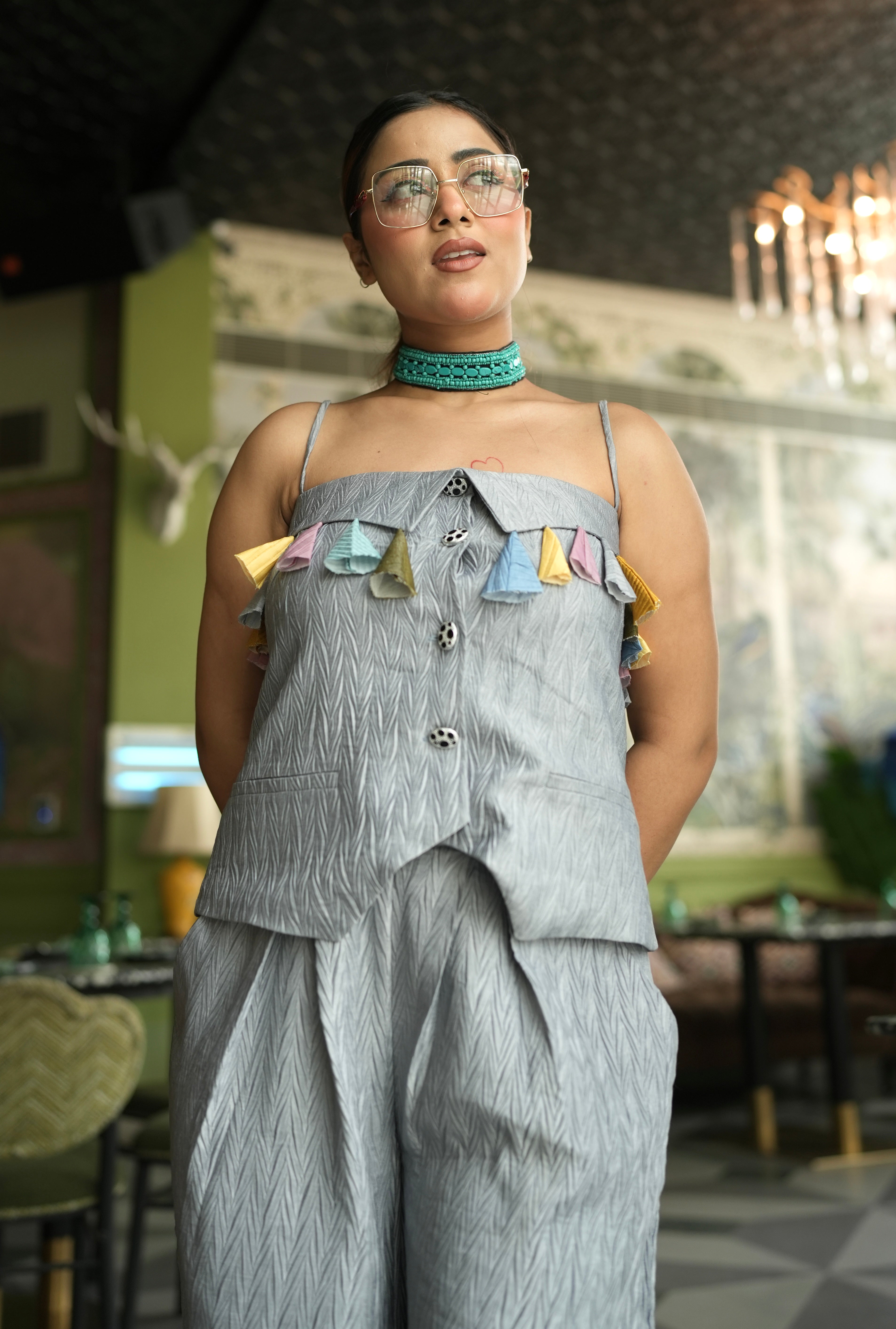 Tassel Tale Pants Coord Set in Grey