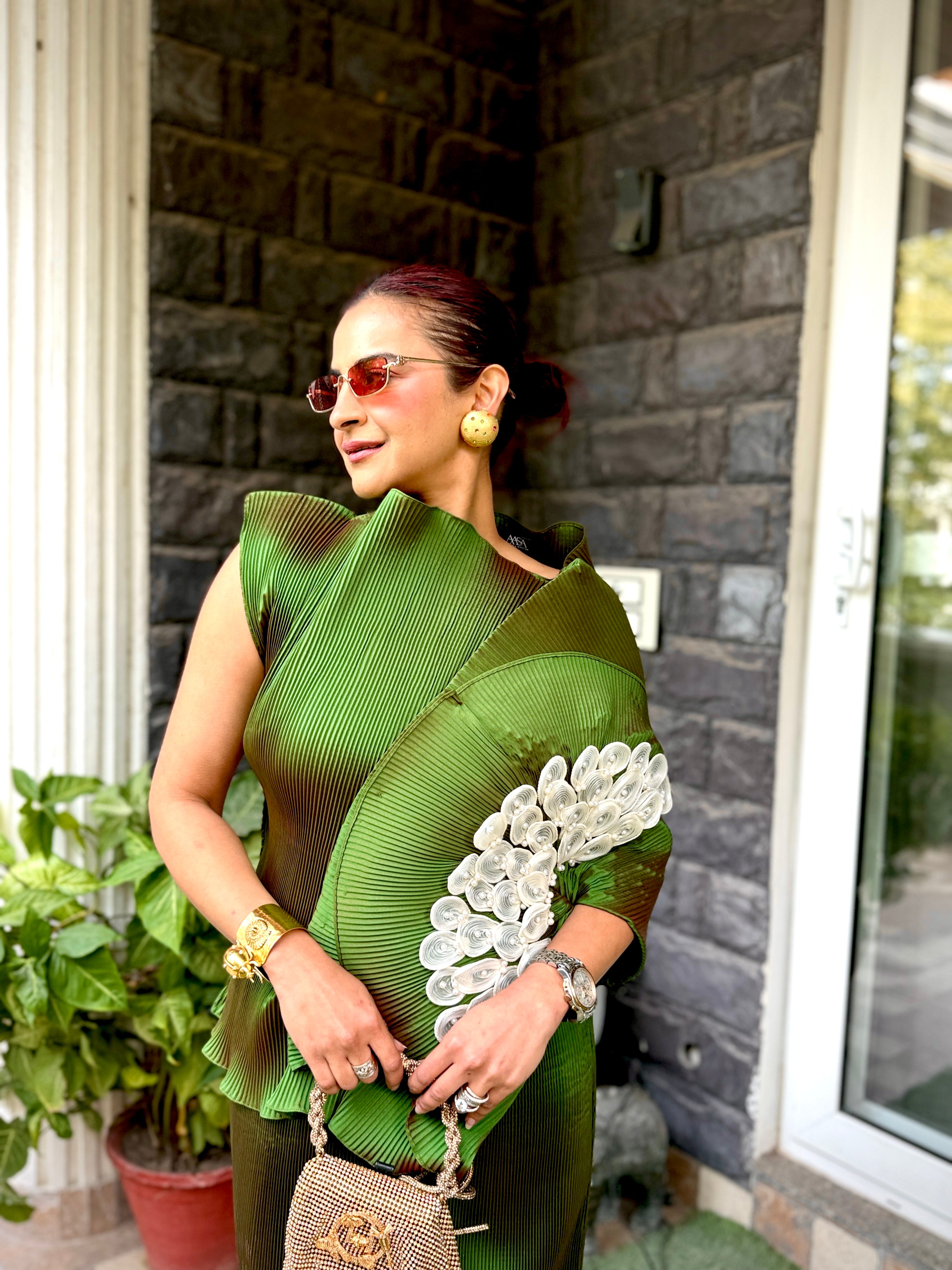 Emerald Lunar Bloom Top in Dark Green