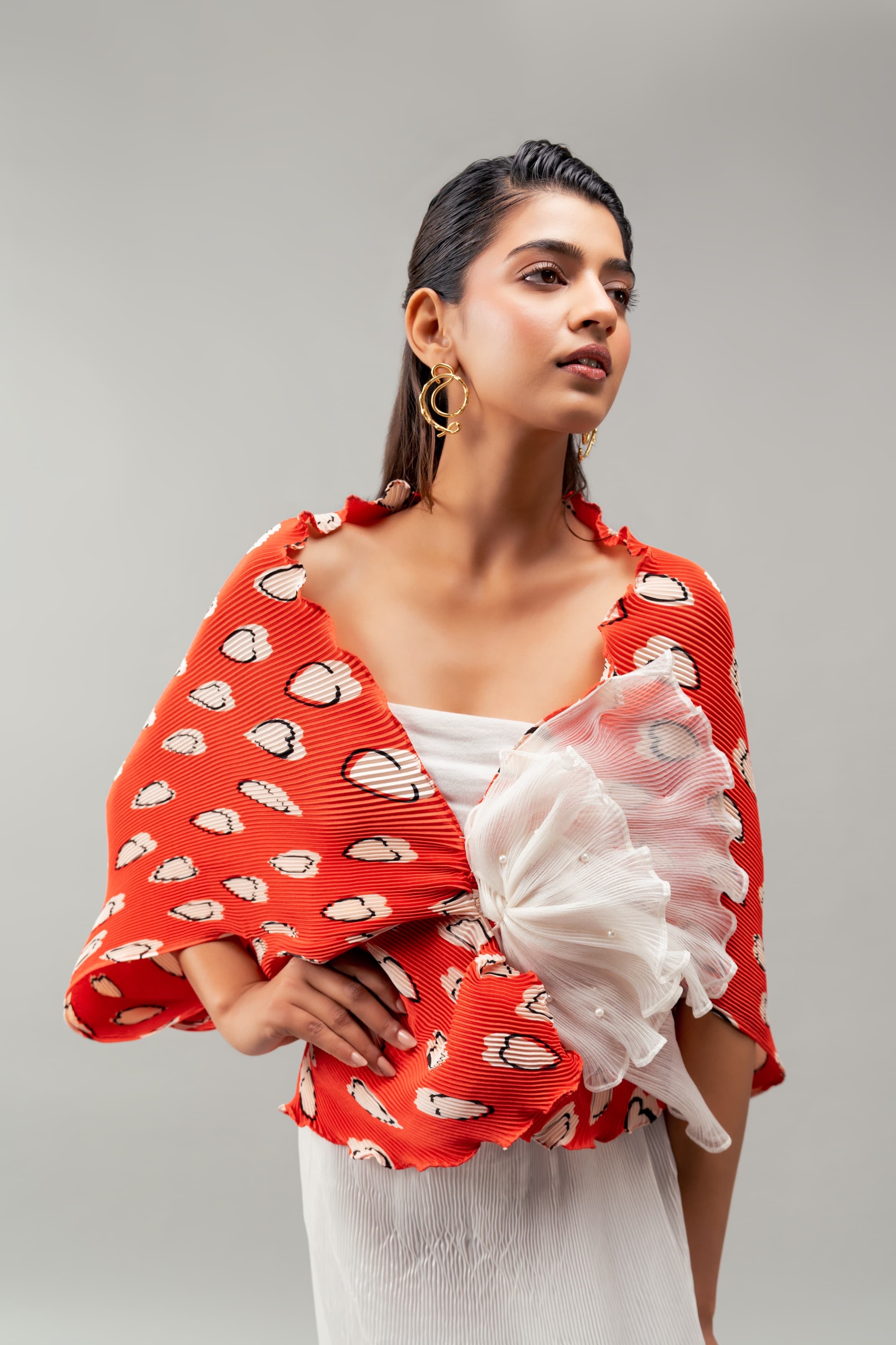 Red hearts cover up top with white embellishment