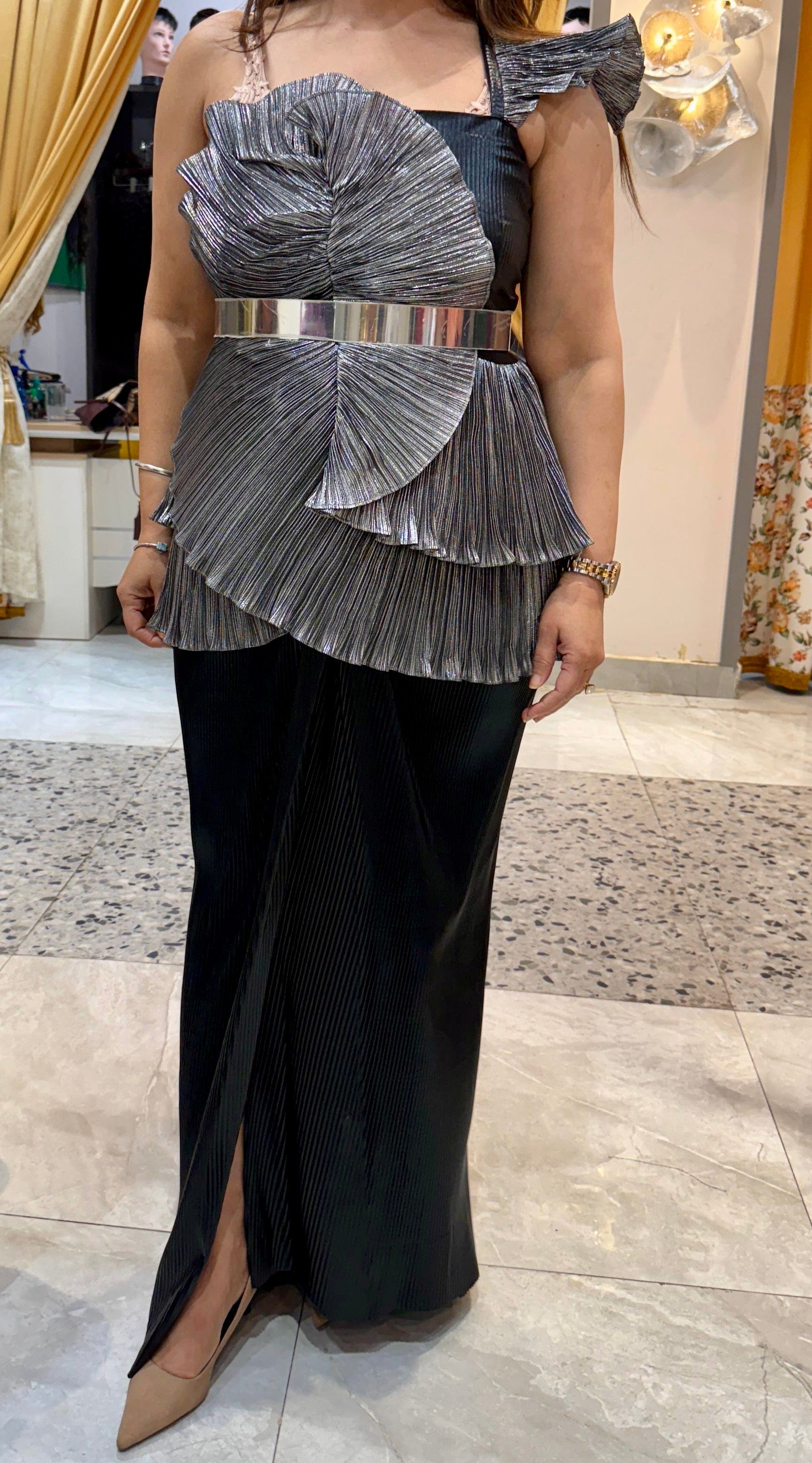 Black galore swirl skirt set