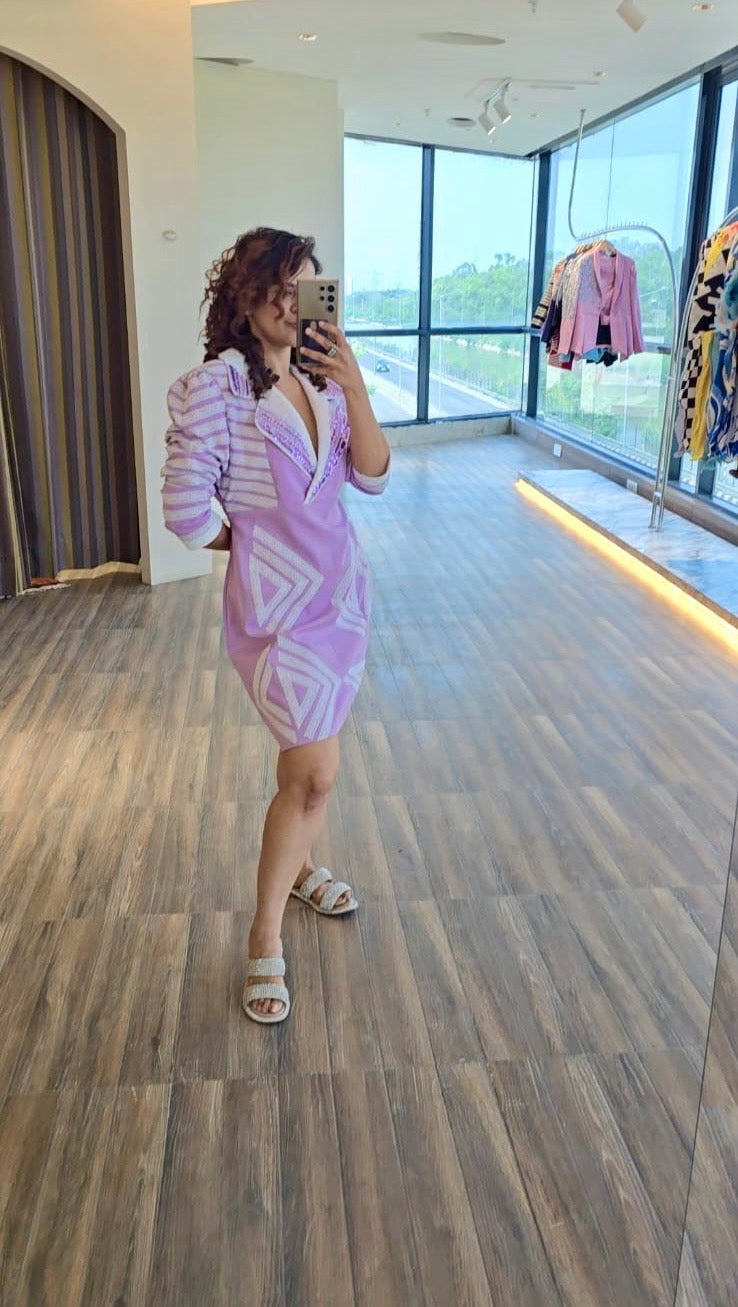 Lilac illusion blazer dress