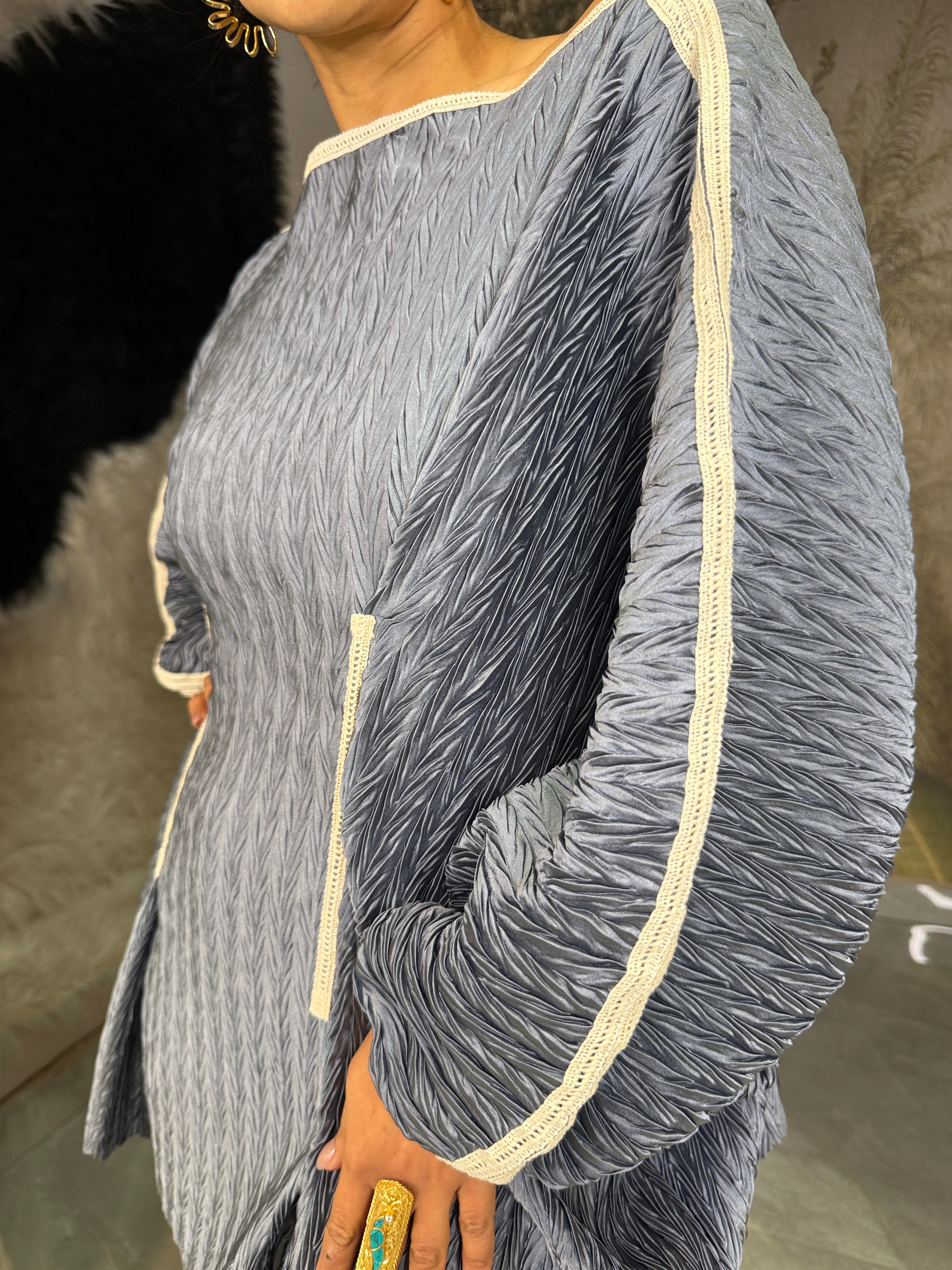 charcoal grey lace coord set diamond pleat