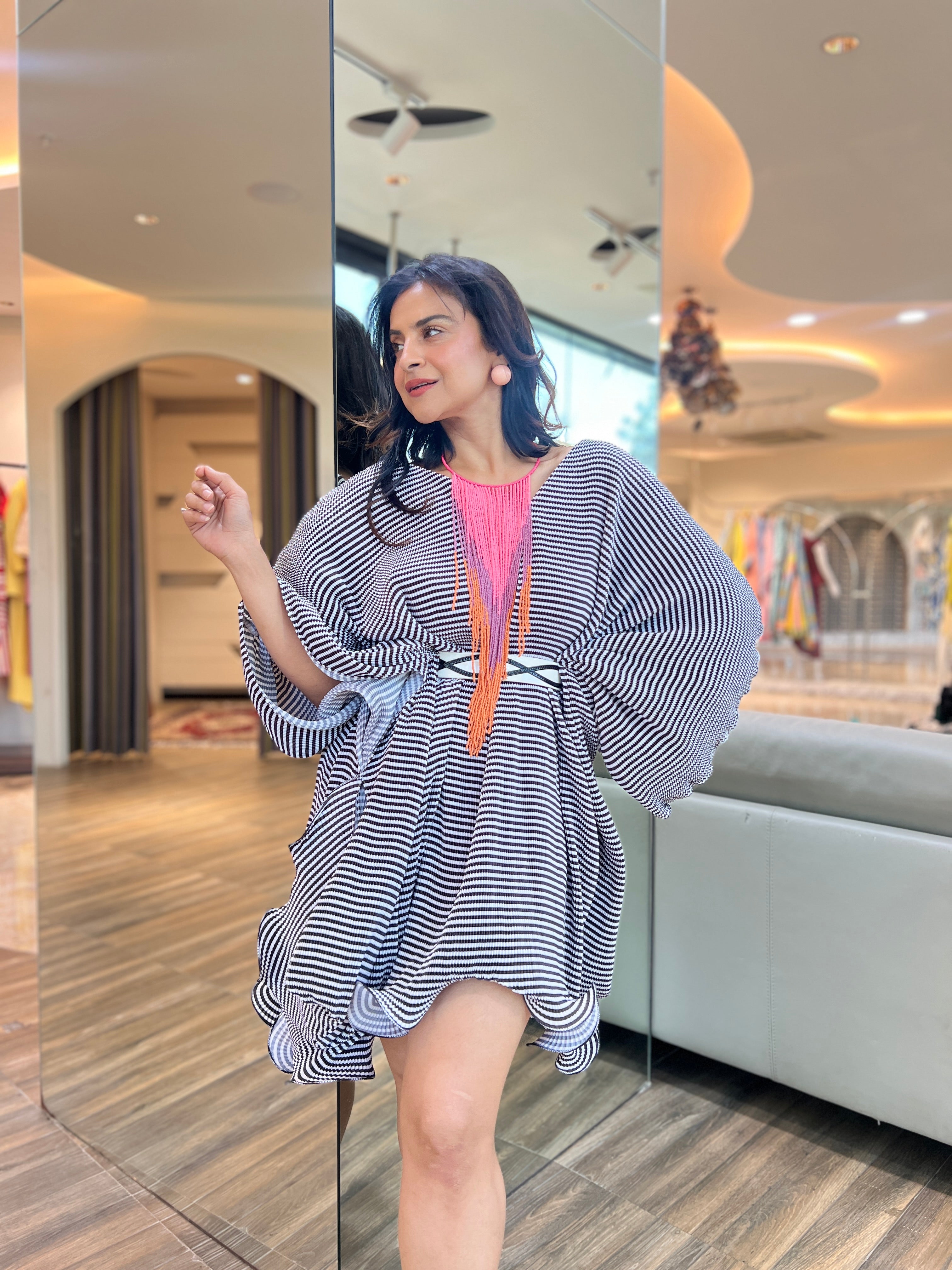 Moon kaftan in black stripe