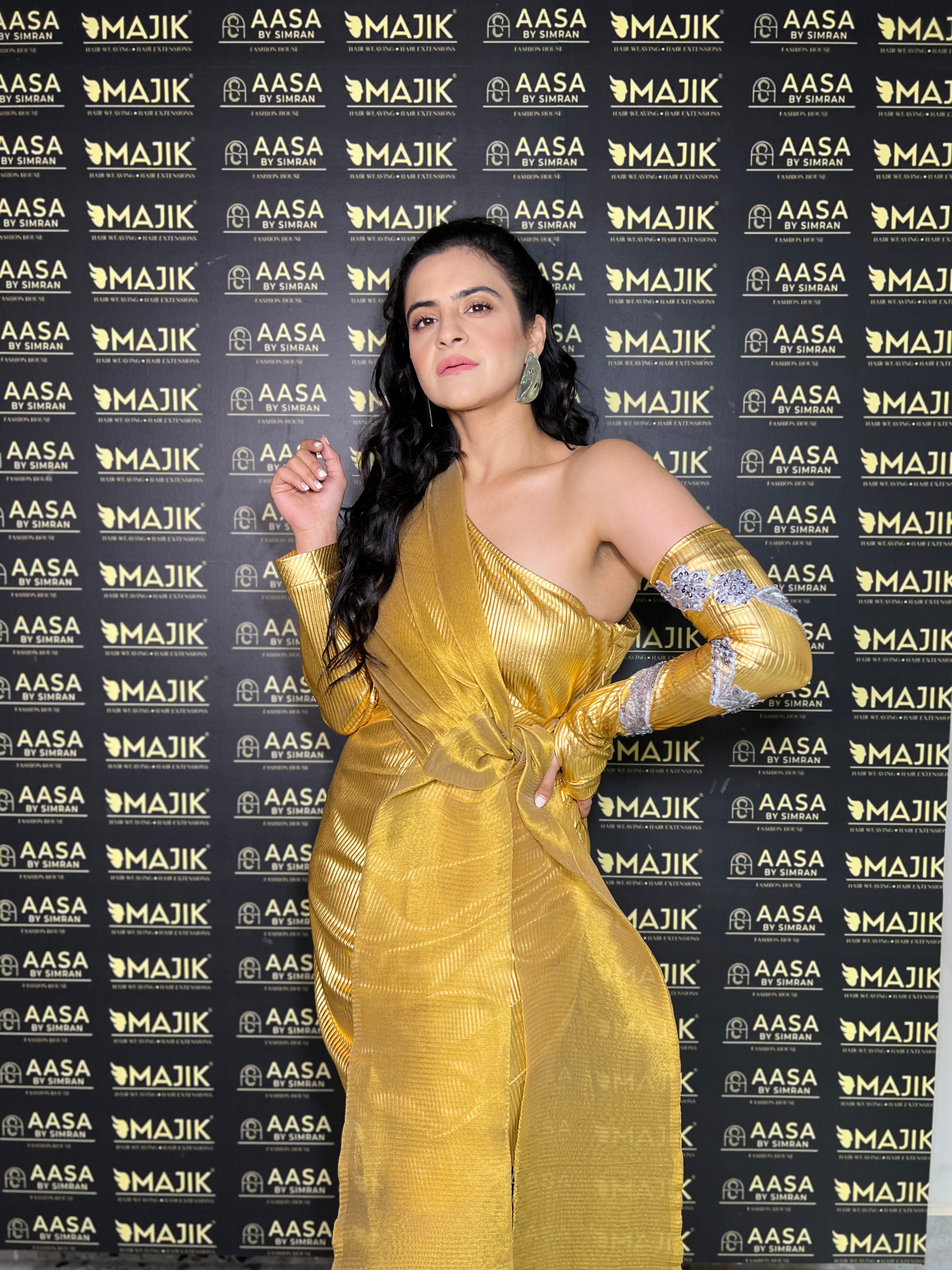Lustre Gold drape dress