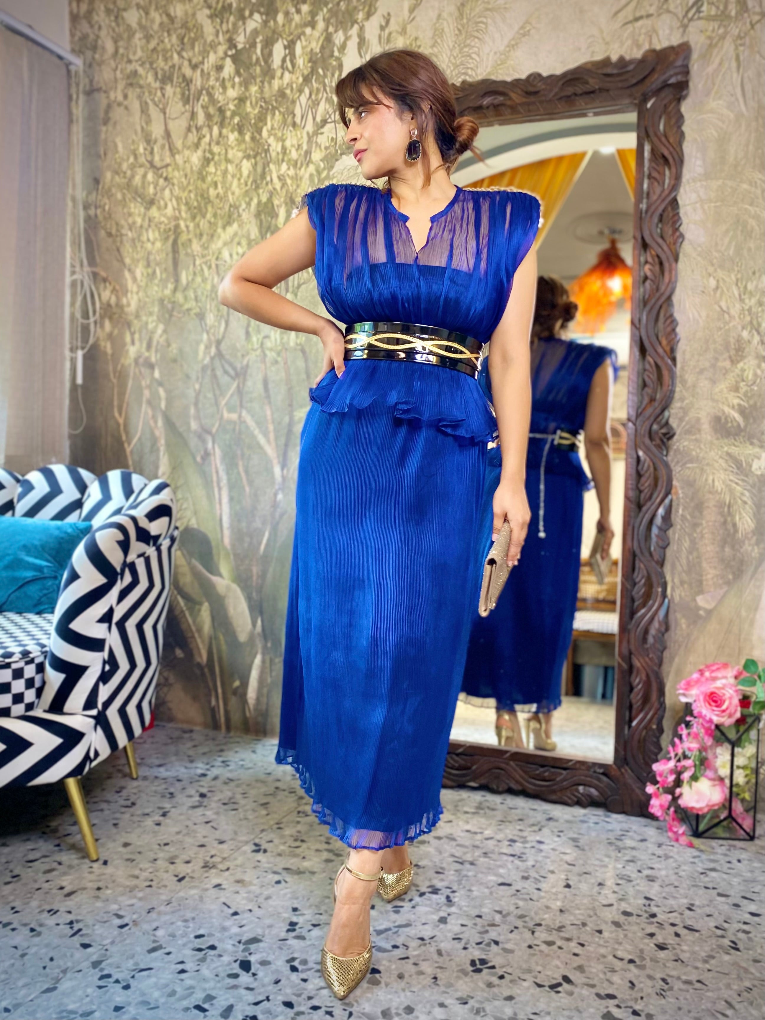 Indigo ruched moonlift long skirt set