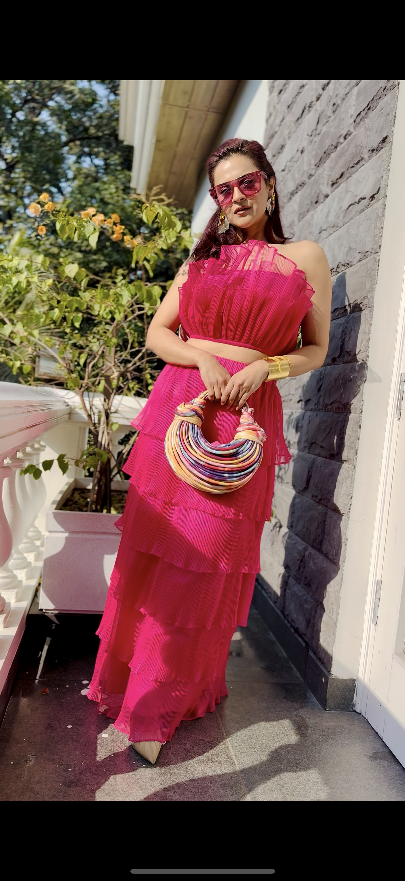 Valentino pink tutu bloom long tutu skirt set