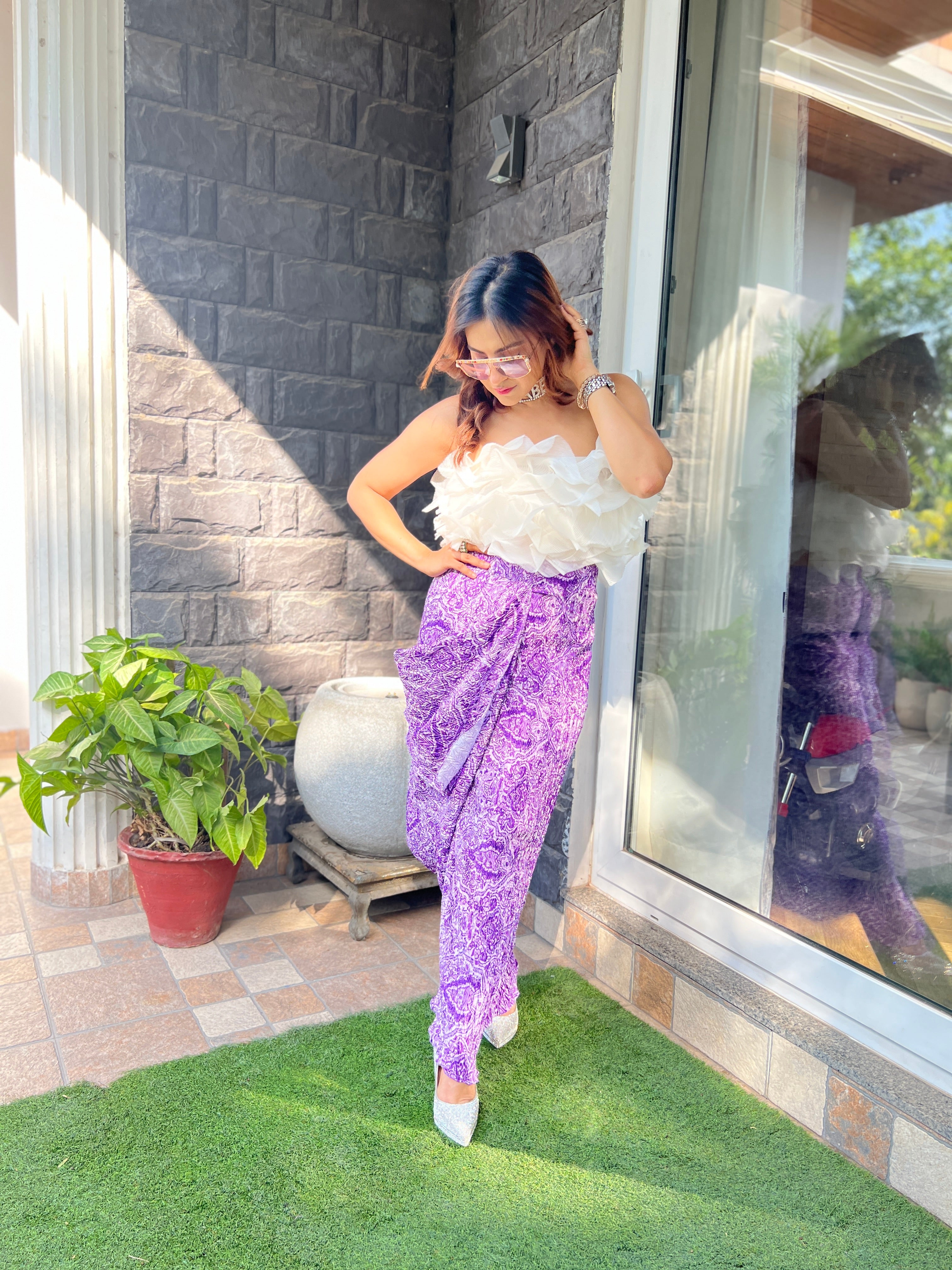 Ruffle skirt set in Purple orchid