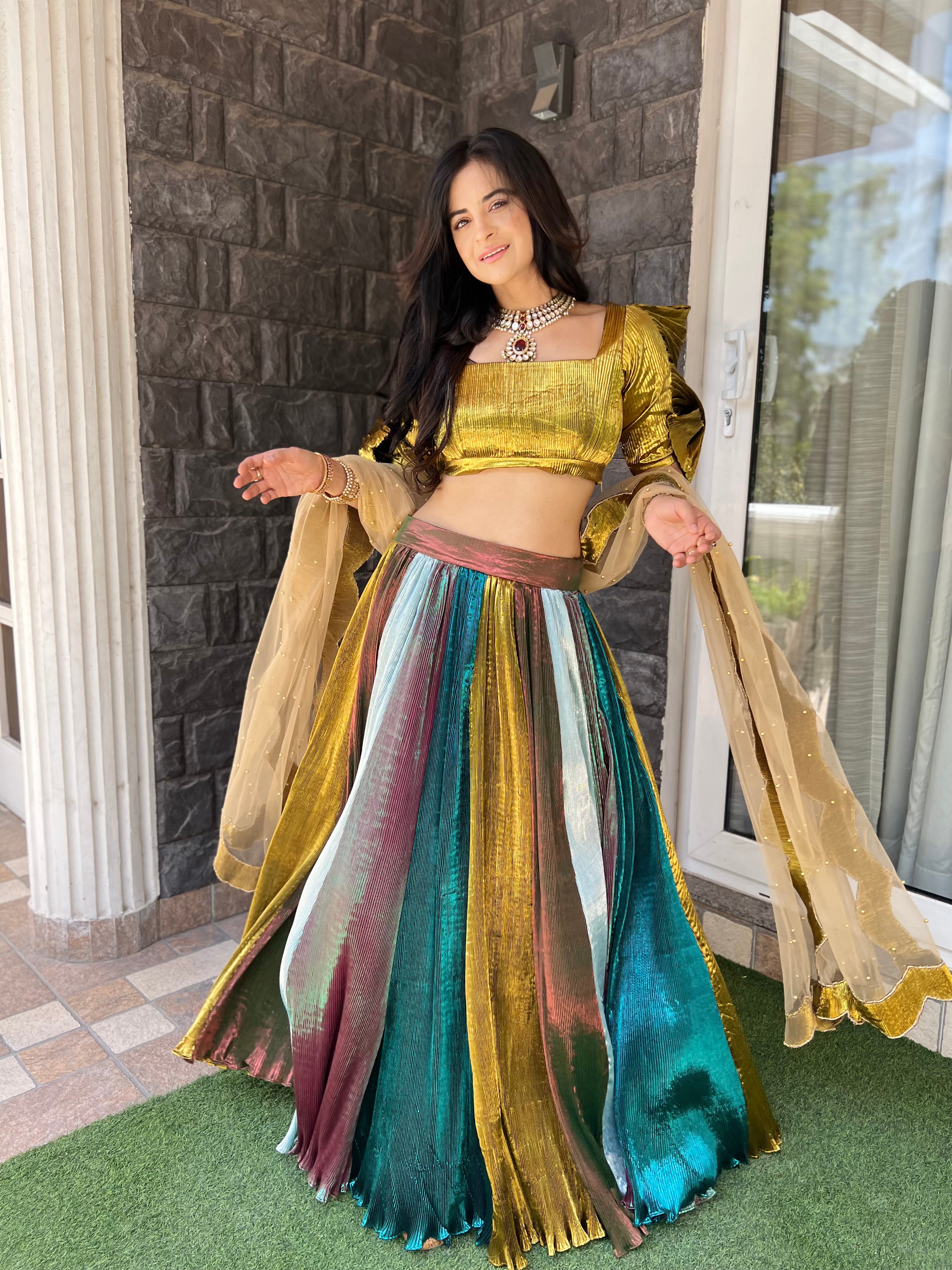 Evergreen Lehenga Set with Ruffle  Blouse