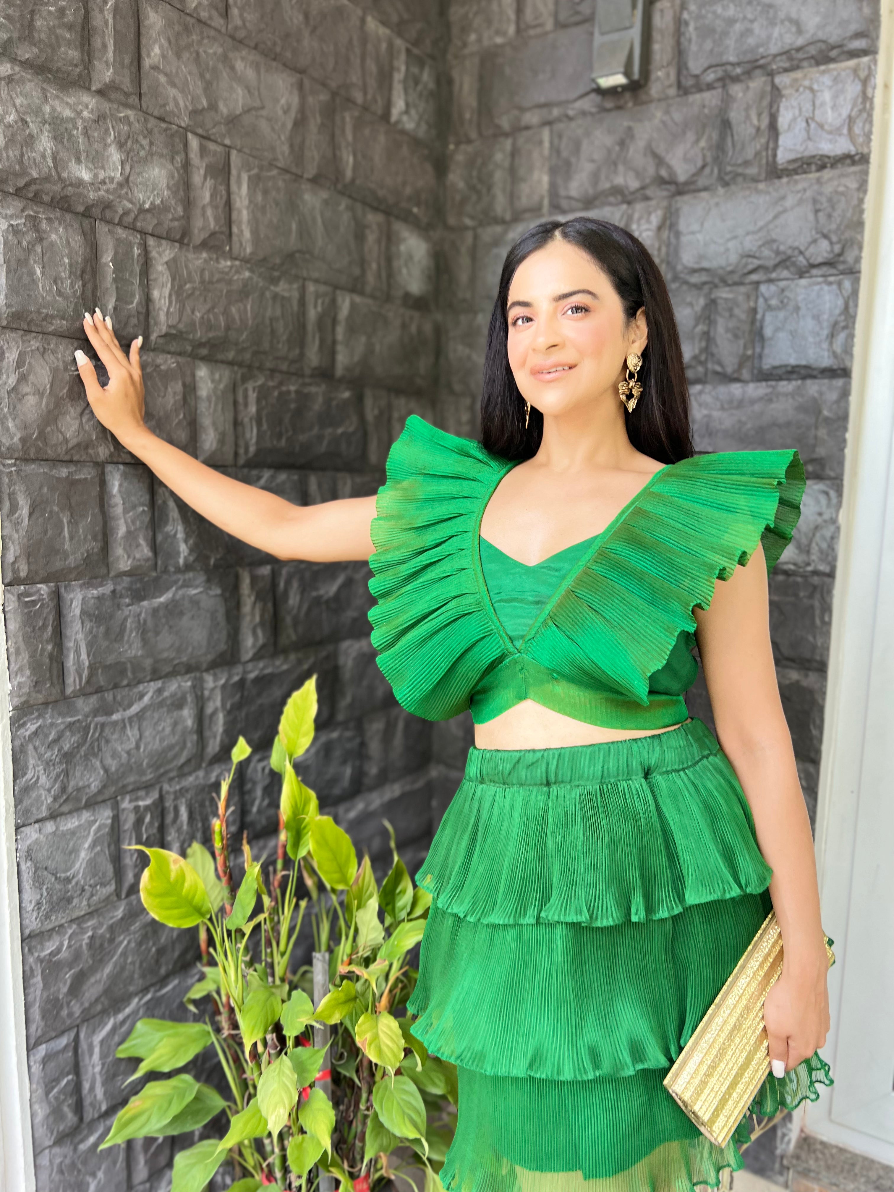 Ruffles Dream Top with Tutu Skirt in Emerald