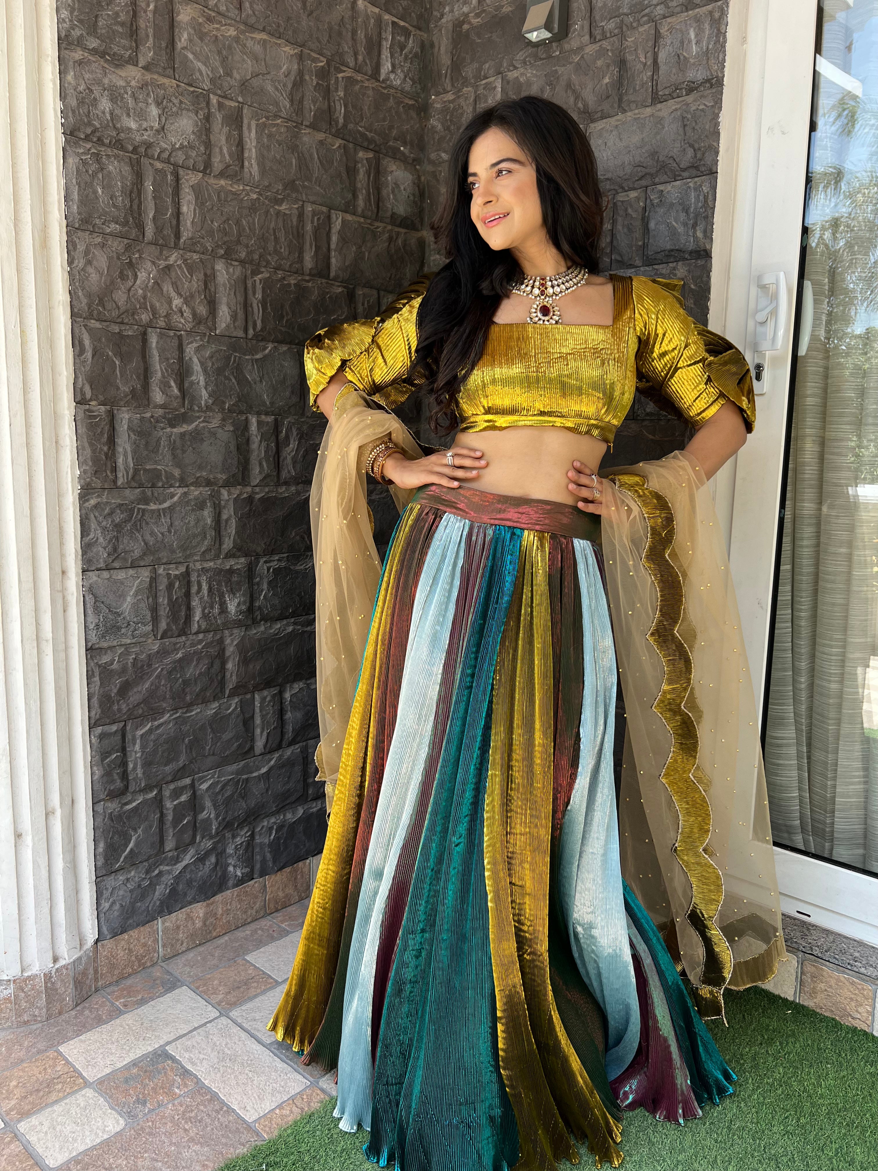 Evergreen Lehenga Set with Ruffle  Blouse