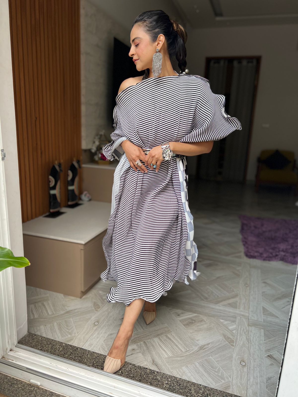 Two way Kaftan in Checkered