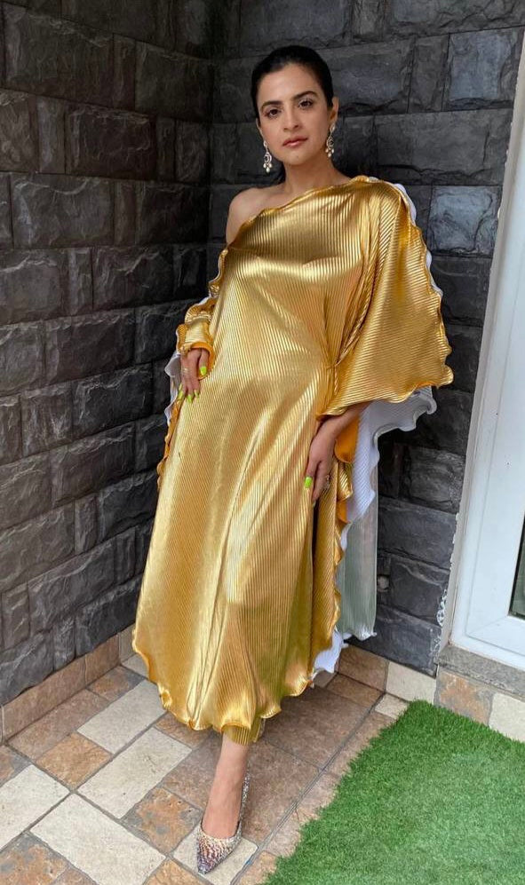 Reversible Kaftan Set in Gold & Silver