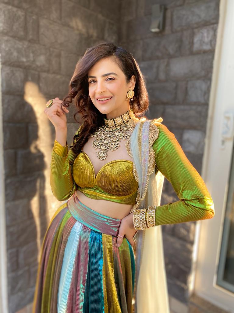 Evergreen Lehenga with Chromatic Blouse