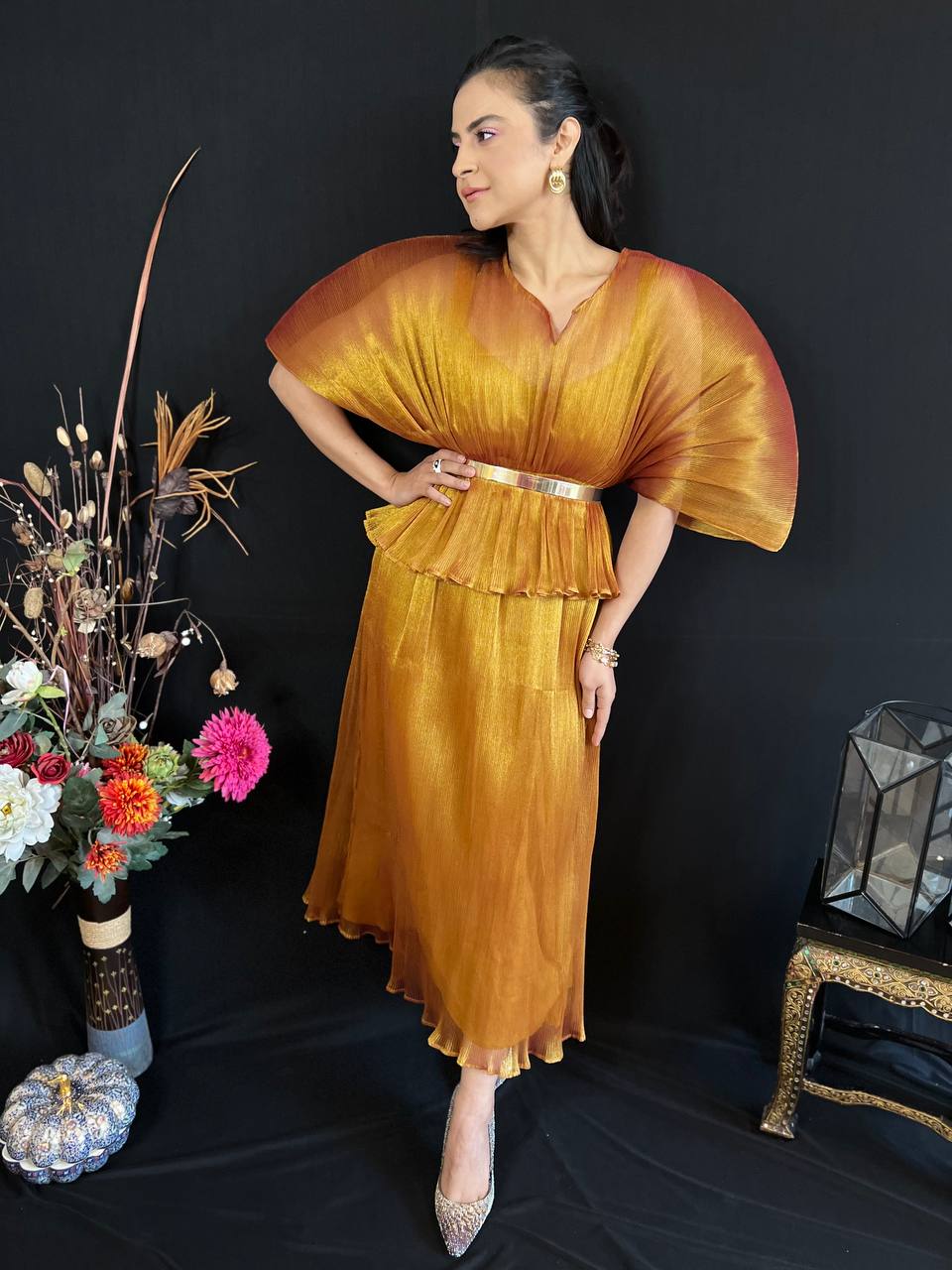 Moon Lift Long Skirt Set in Sunset